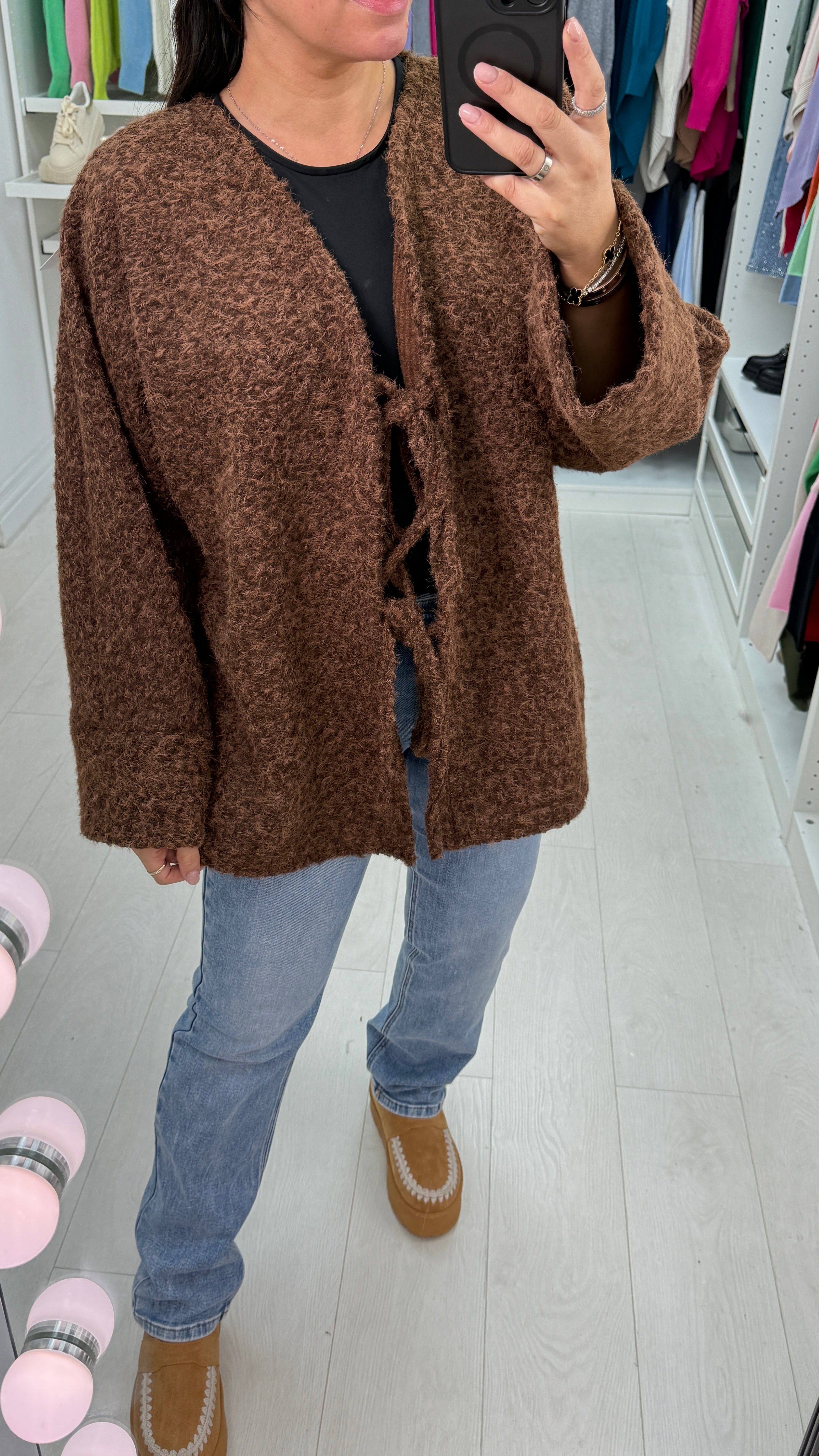 Georgie Boucle Tie Front Cardigan