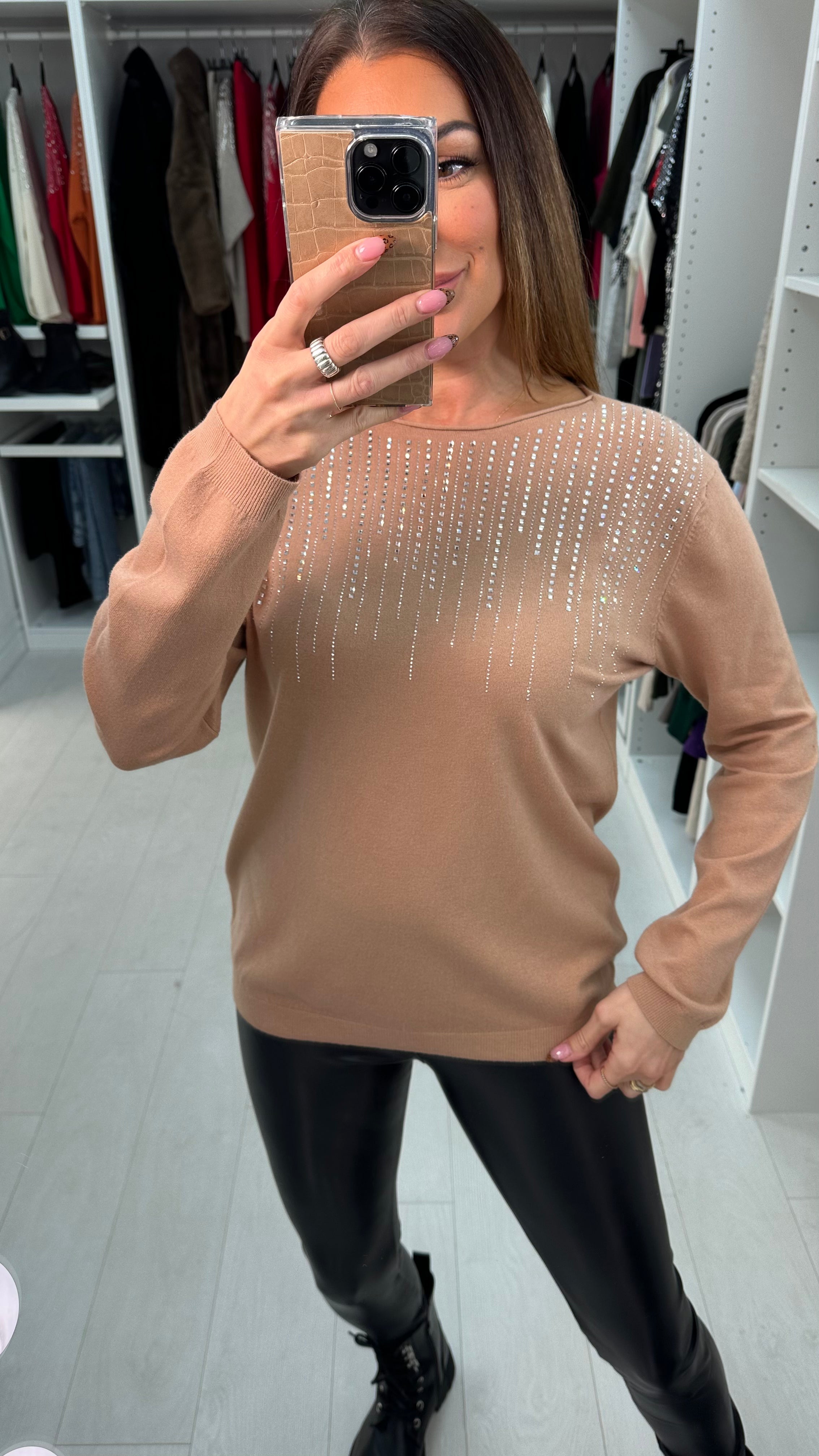 Kallie Diamante Embellished Thin Knit Jumper