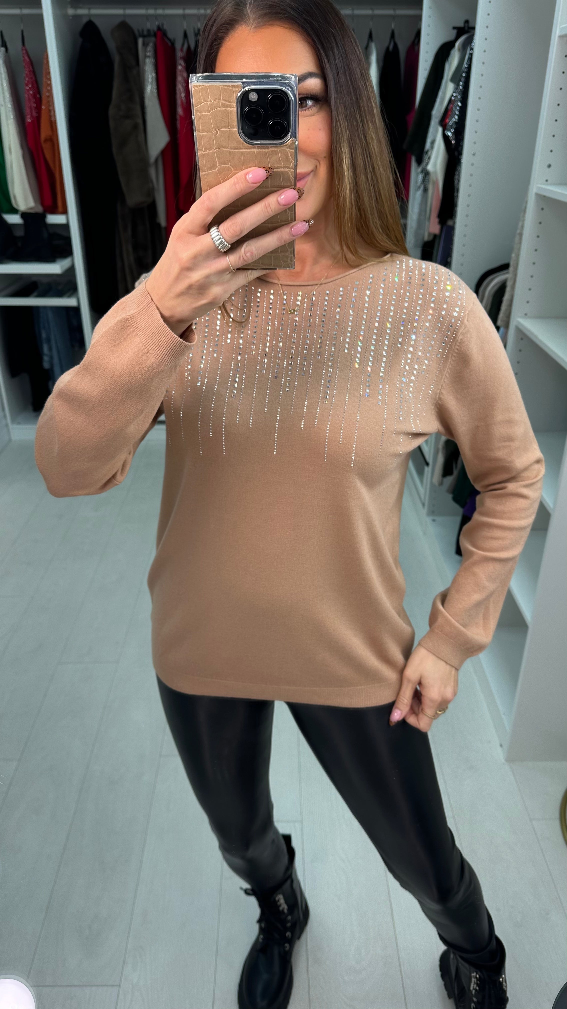 Kallie Diamante Embellished Thin Knit Jumper