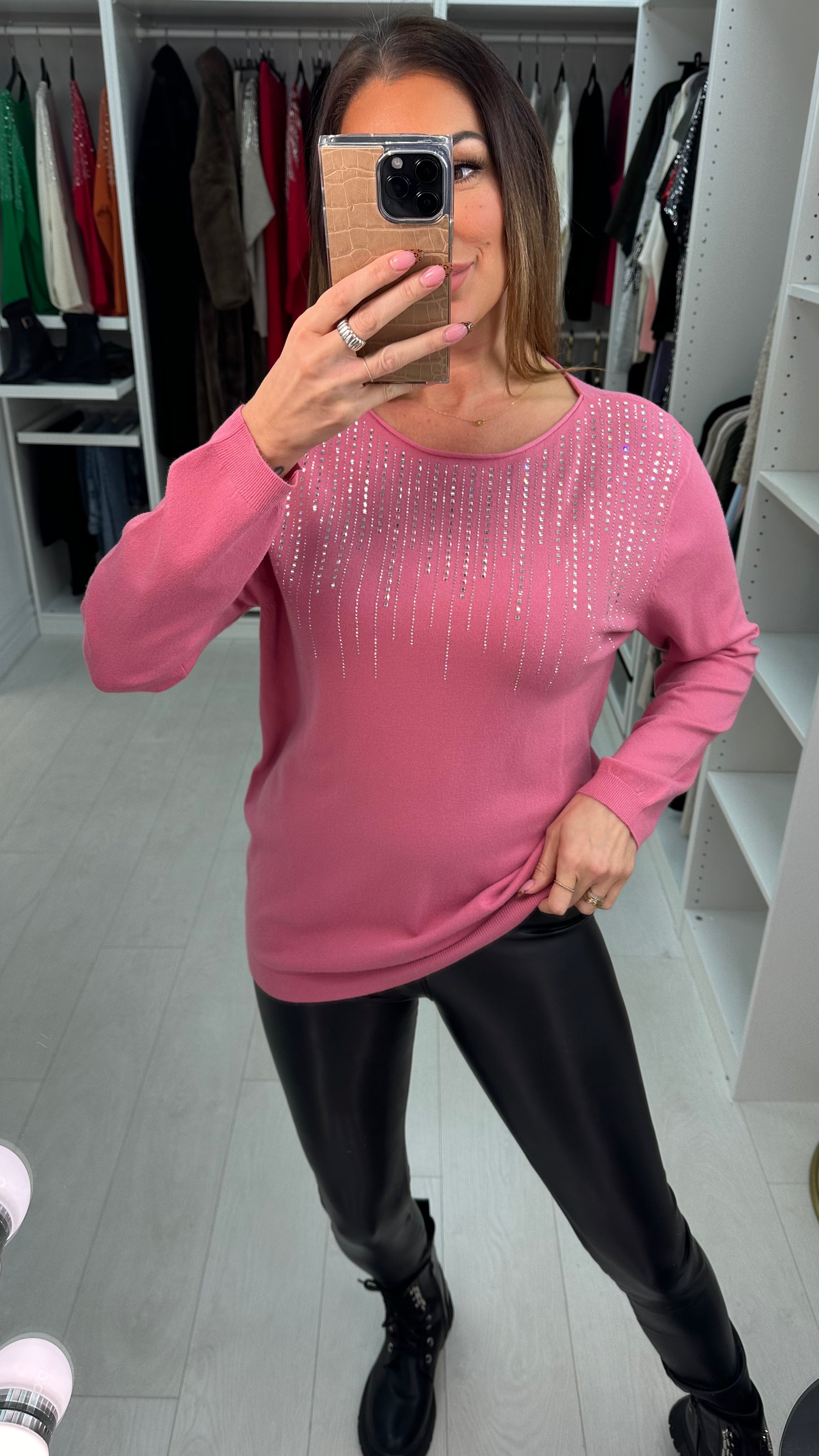 Kallie Diamante Embellished Thin Knit Jumper