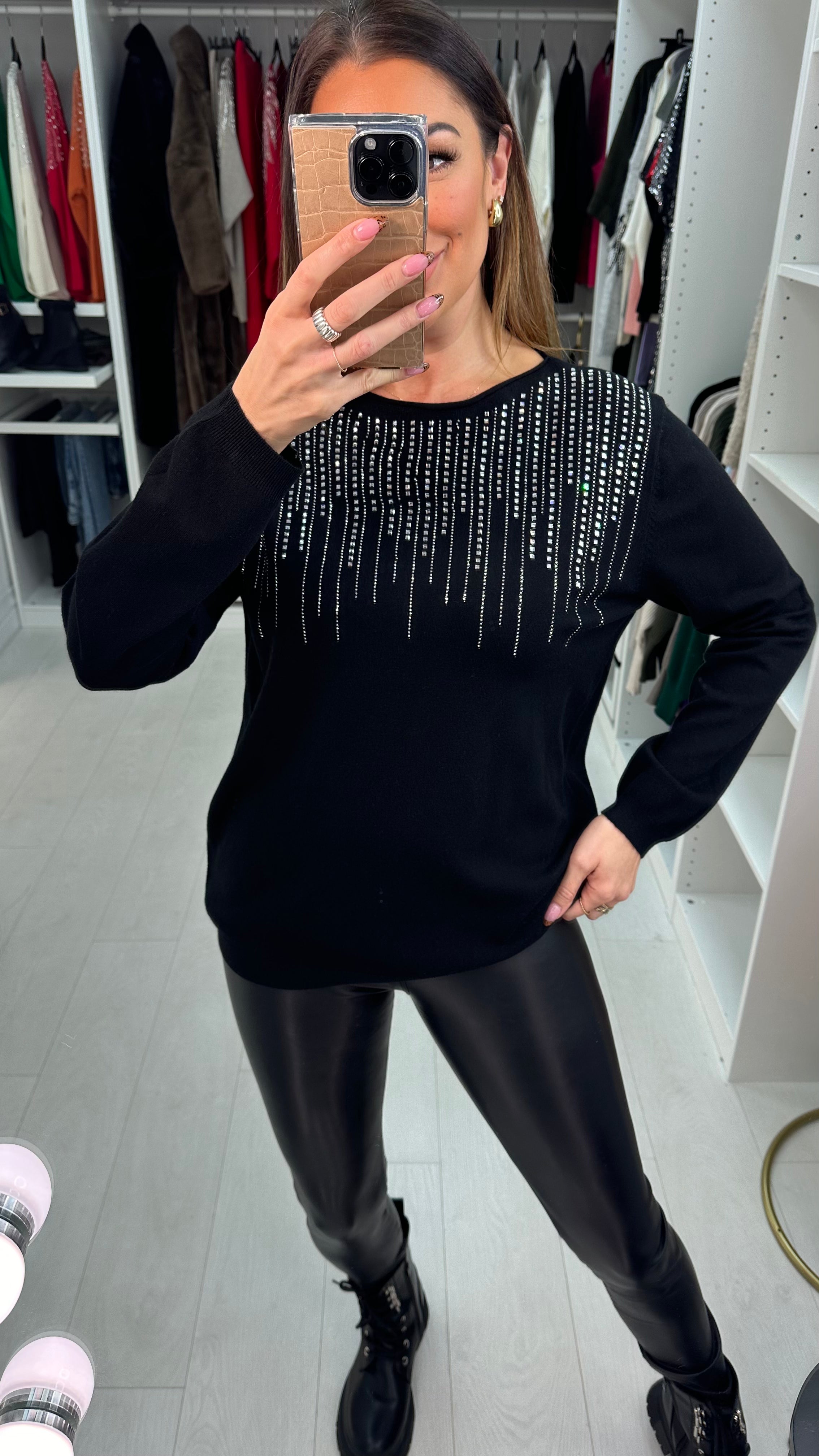 Kallie Diamante Embellished Thin Knit Jumper