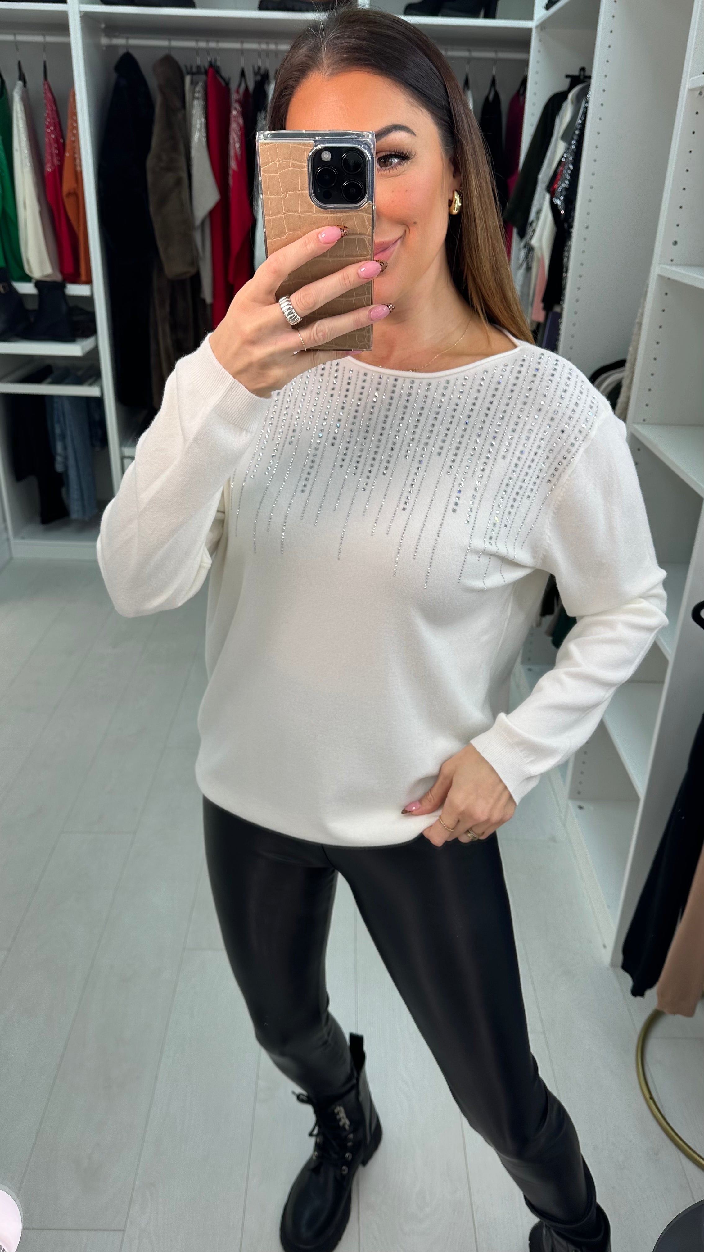 Kallie Diamante Embellished Thin Knit Jumper