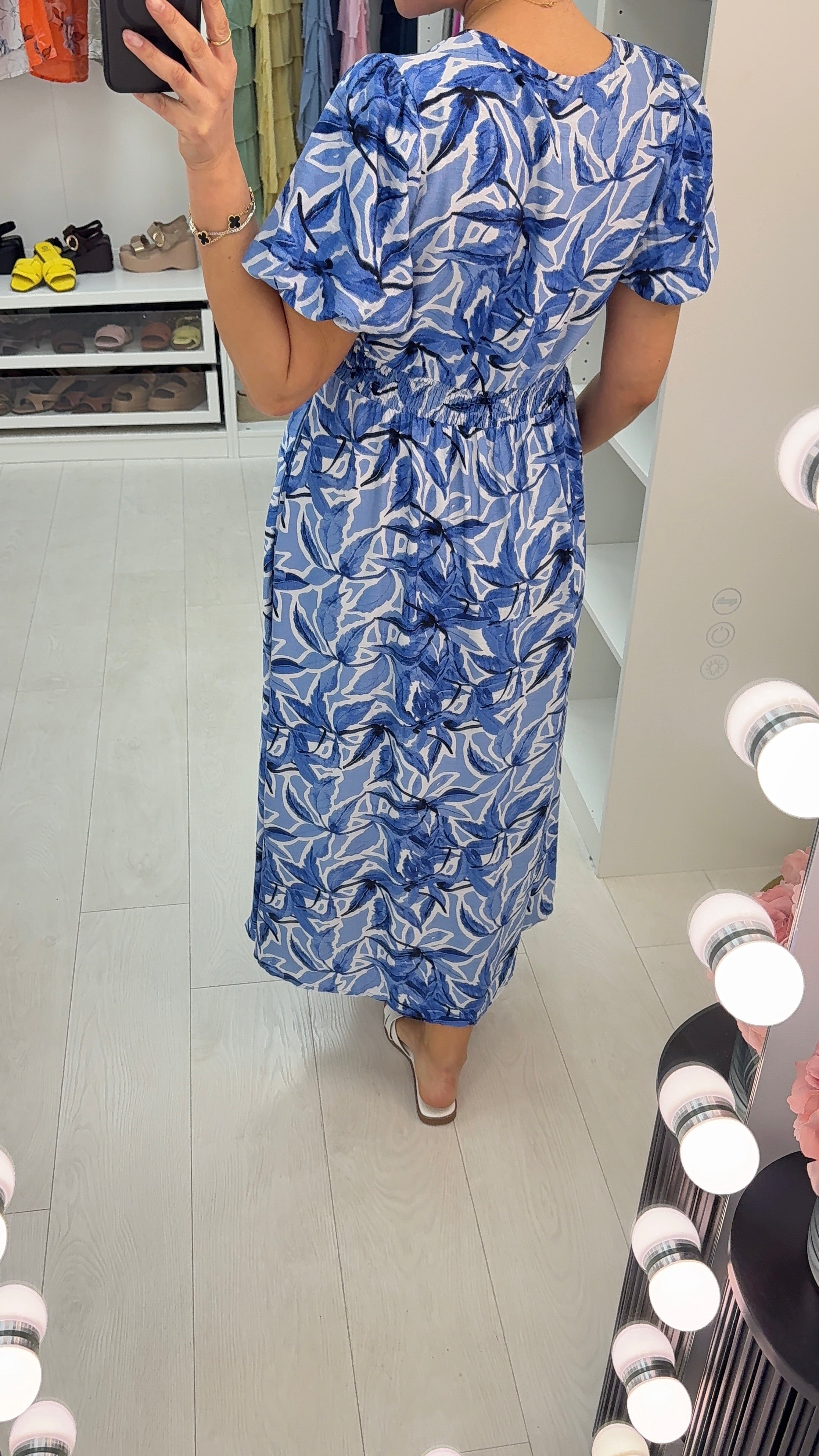 Kalani V Neck Button Detailed Midi Dress