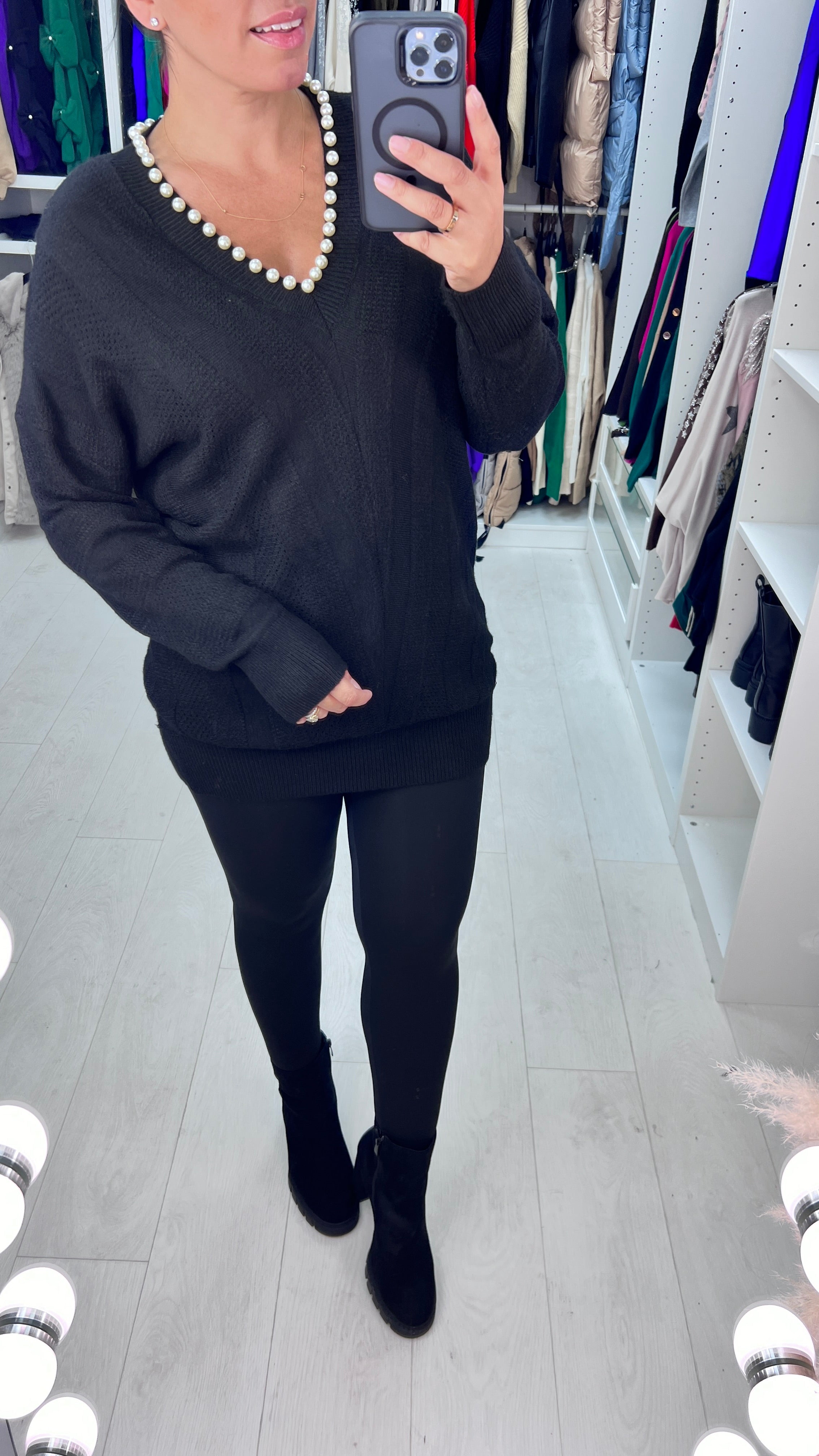 Gasira Pearl V-Neck Knitted Jumper