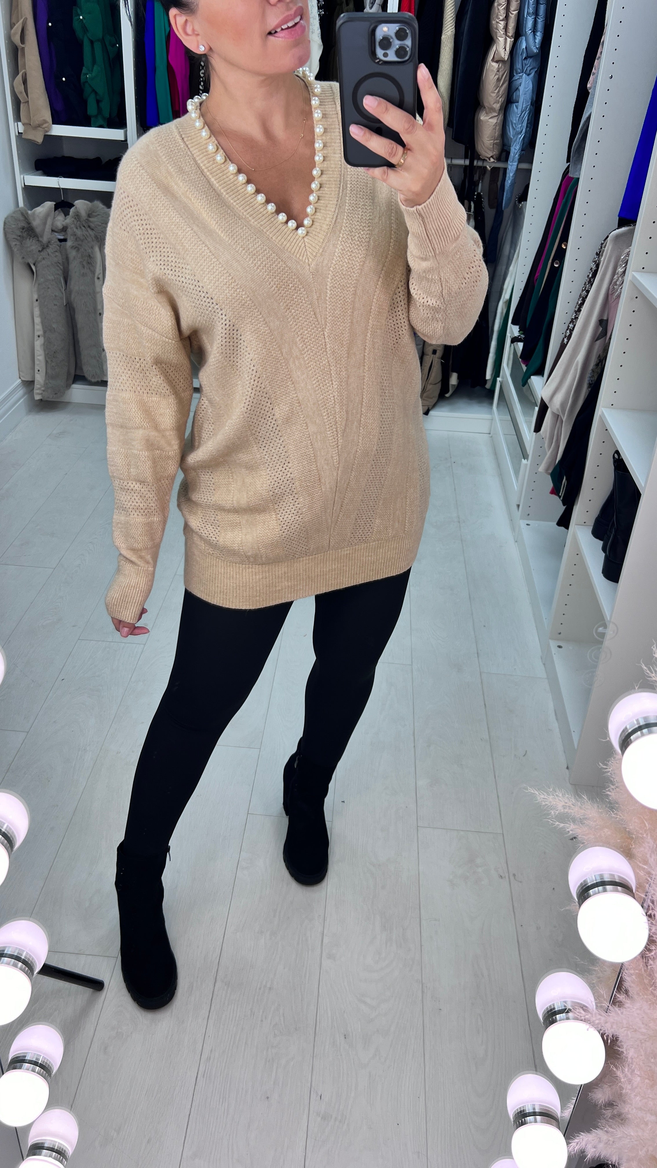Gasira Pearl V-Neck Knitted Jumper