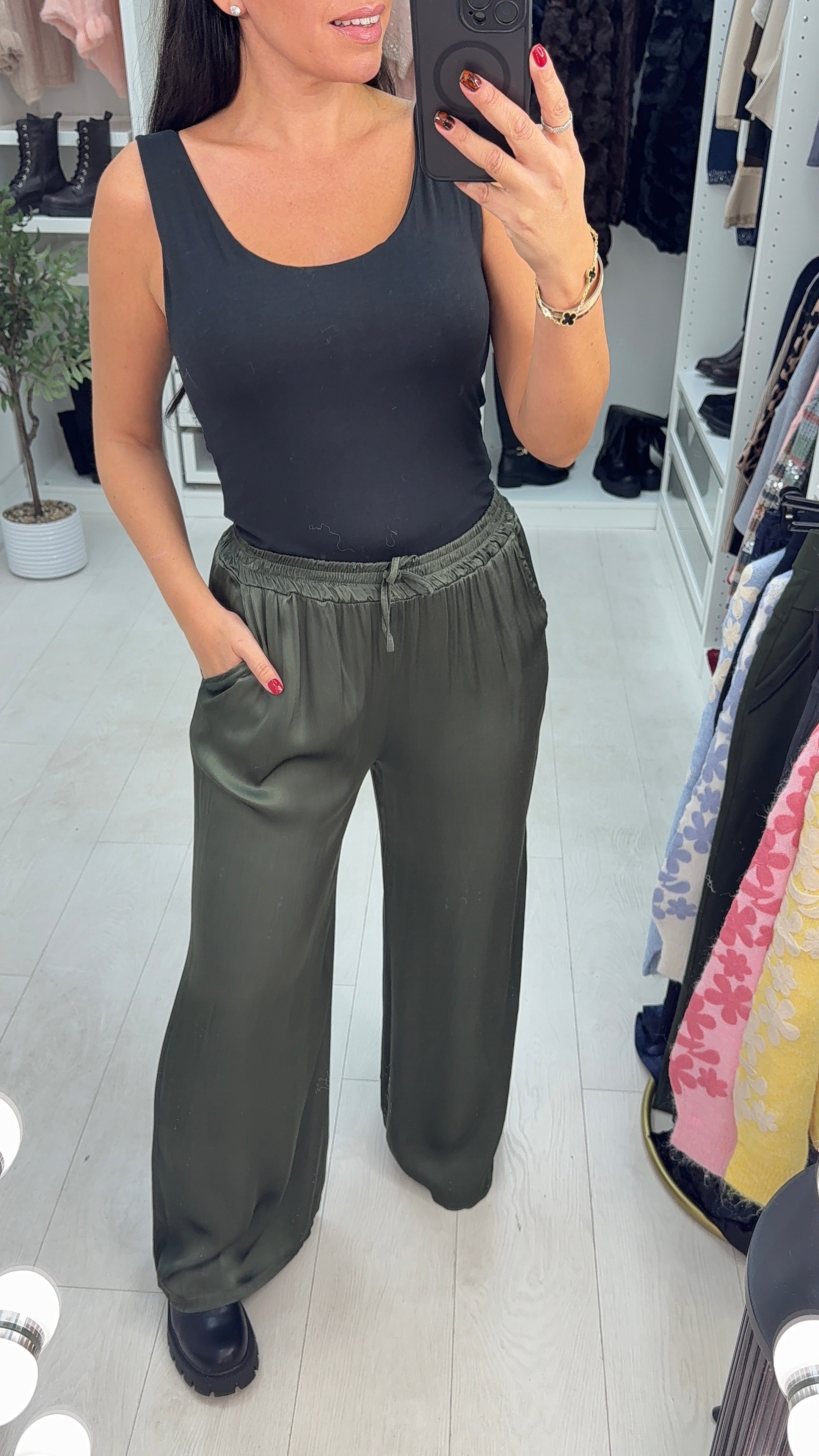 Hope Elasticated Plain Satin Trousers