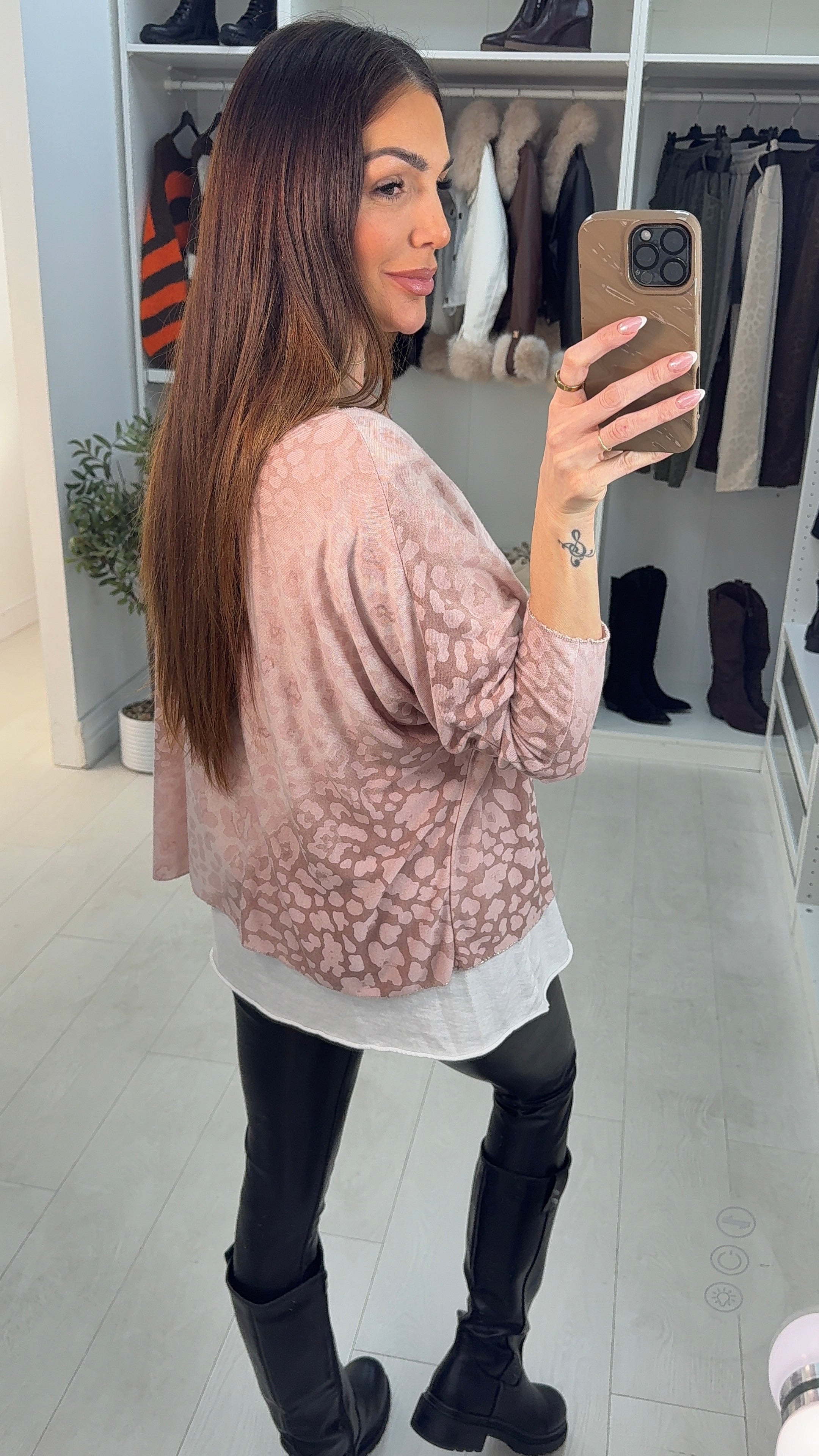 Cressida Double Layer Leopard Print Thin Knit Jumper