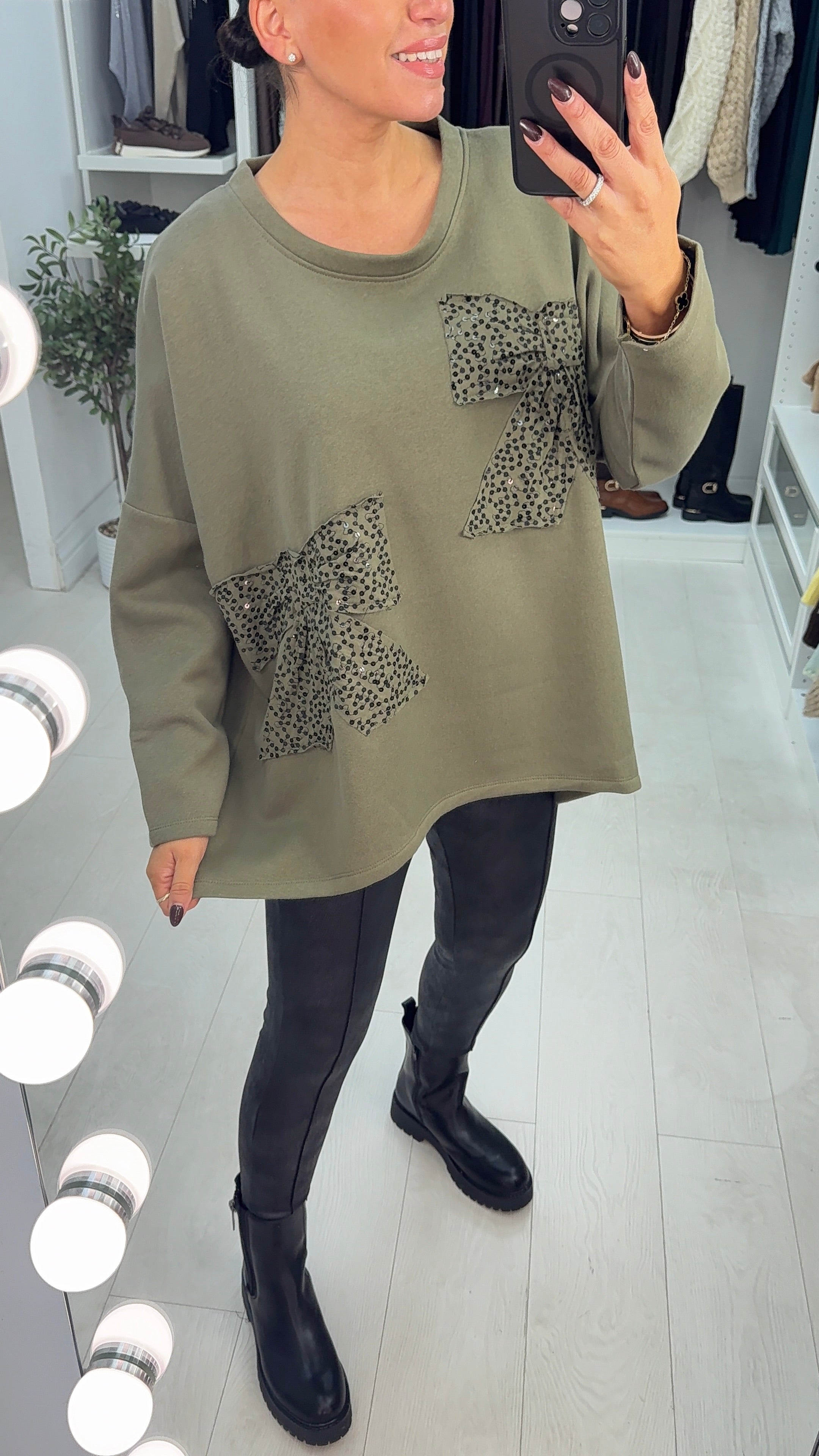 Tilly Sequin Bow Loose Fit Sweatshirt