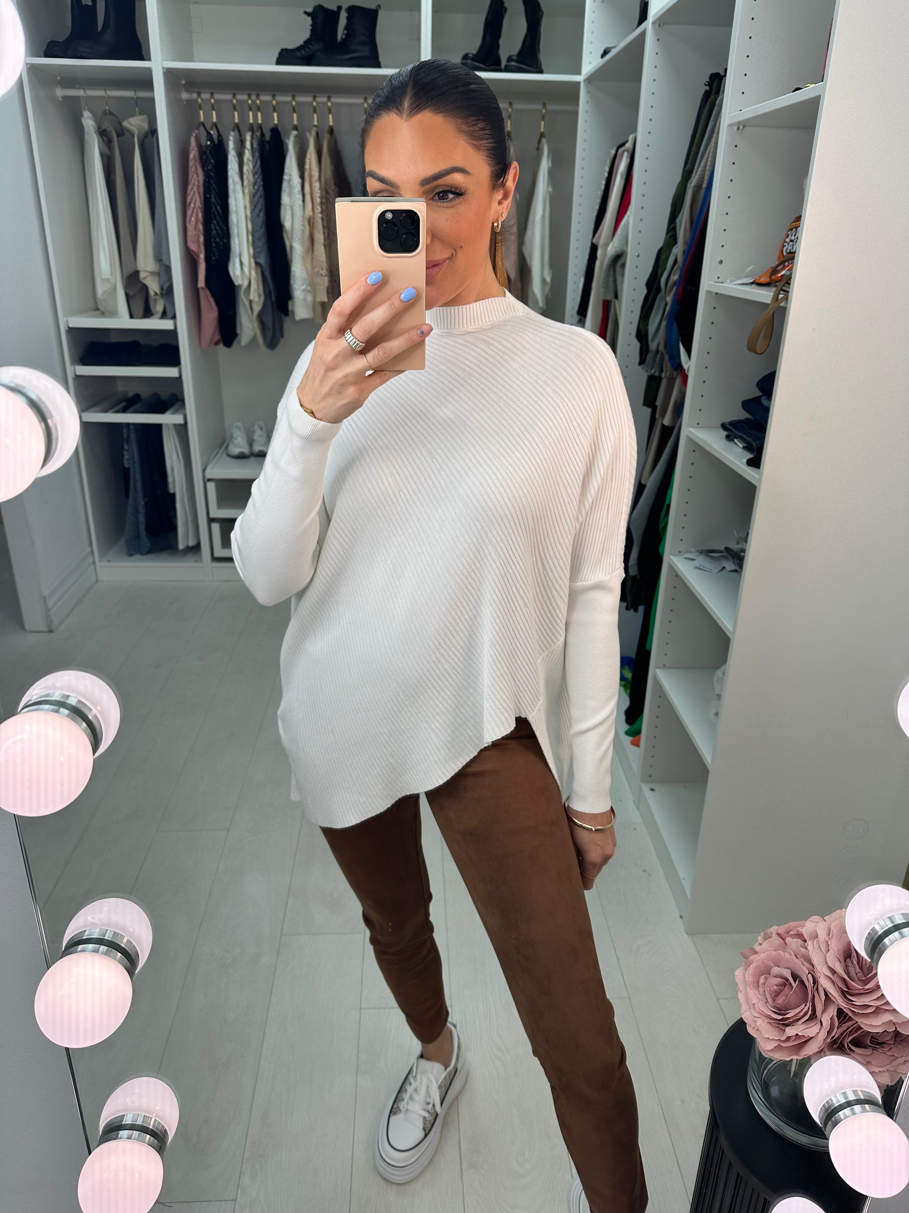 Hyland Ribbed Asymmetric Hem Jumper