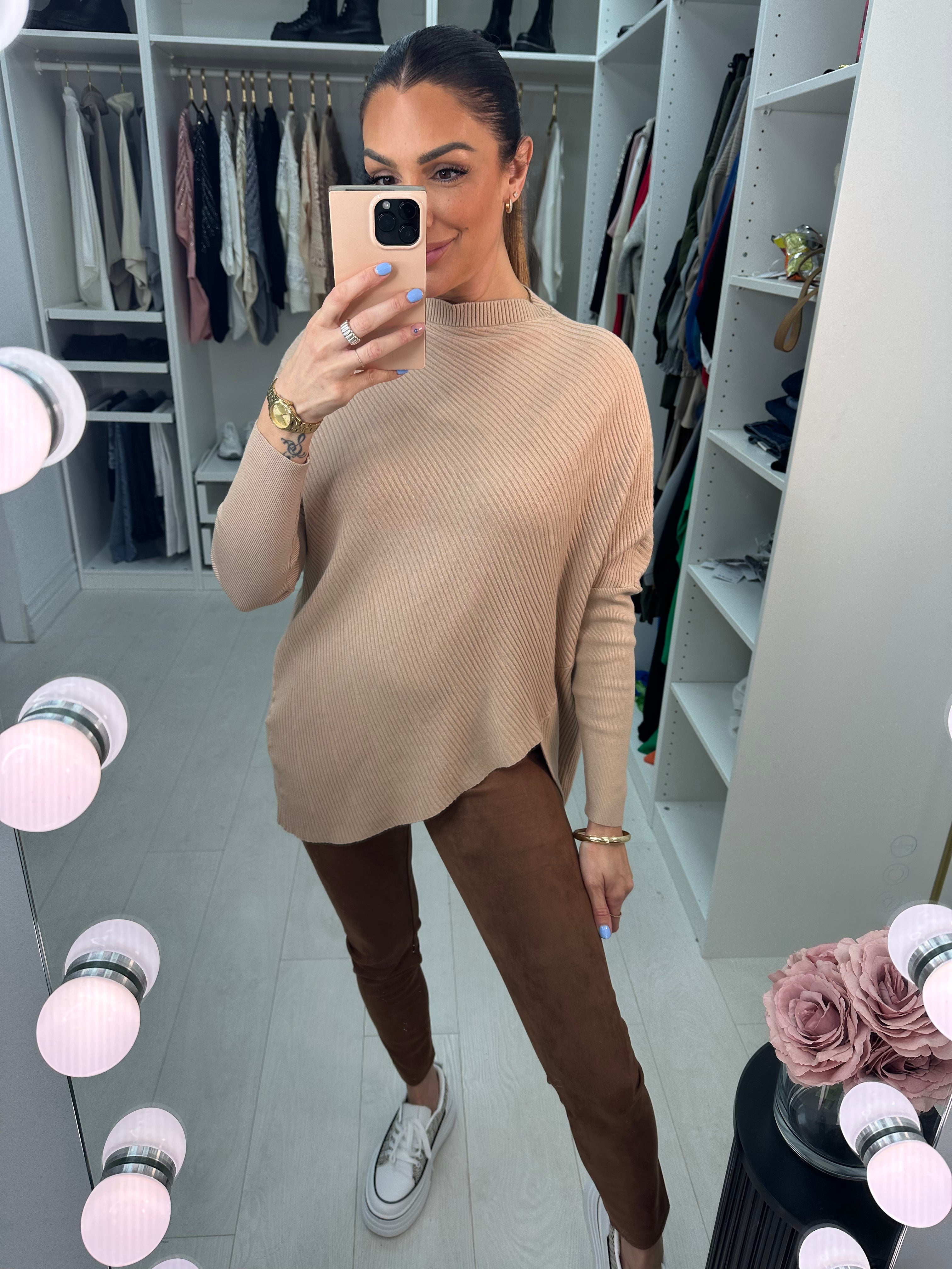 Hyland Ribbed Asymmetric Hem Jumper