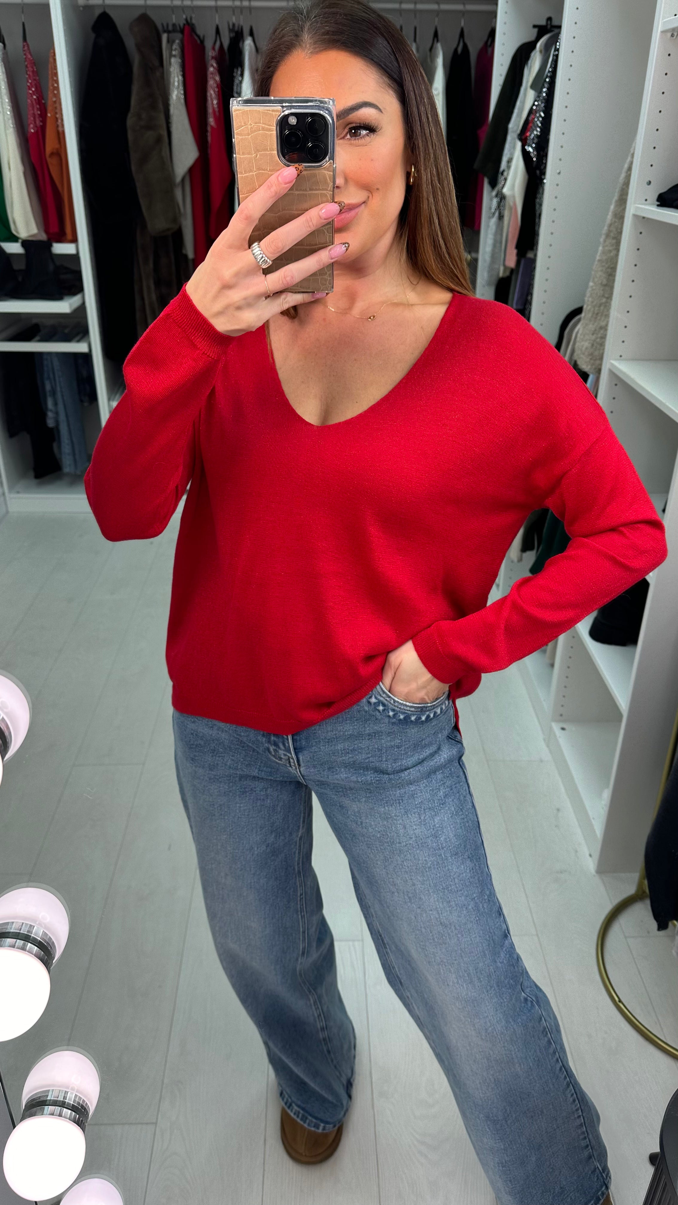 Roseanne Lurex V Neck Thin Knit