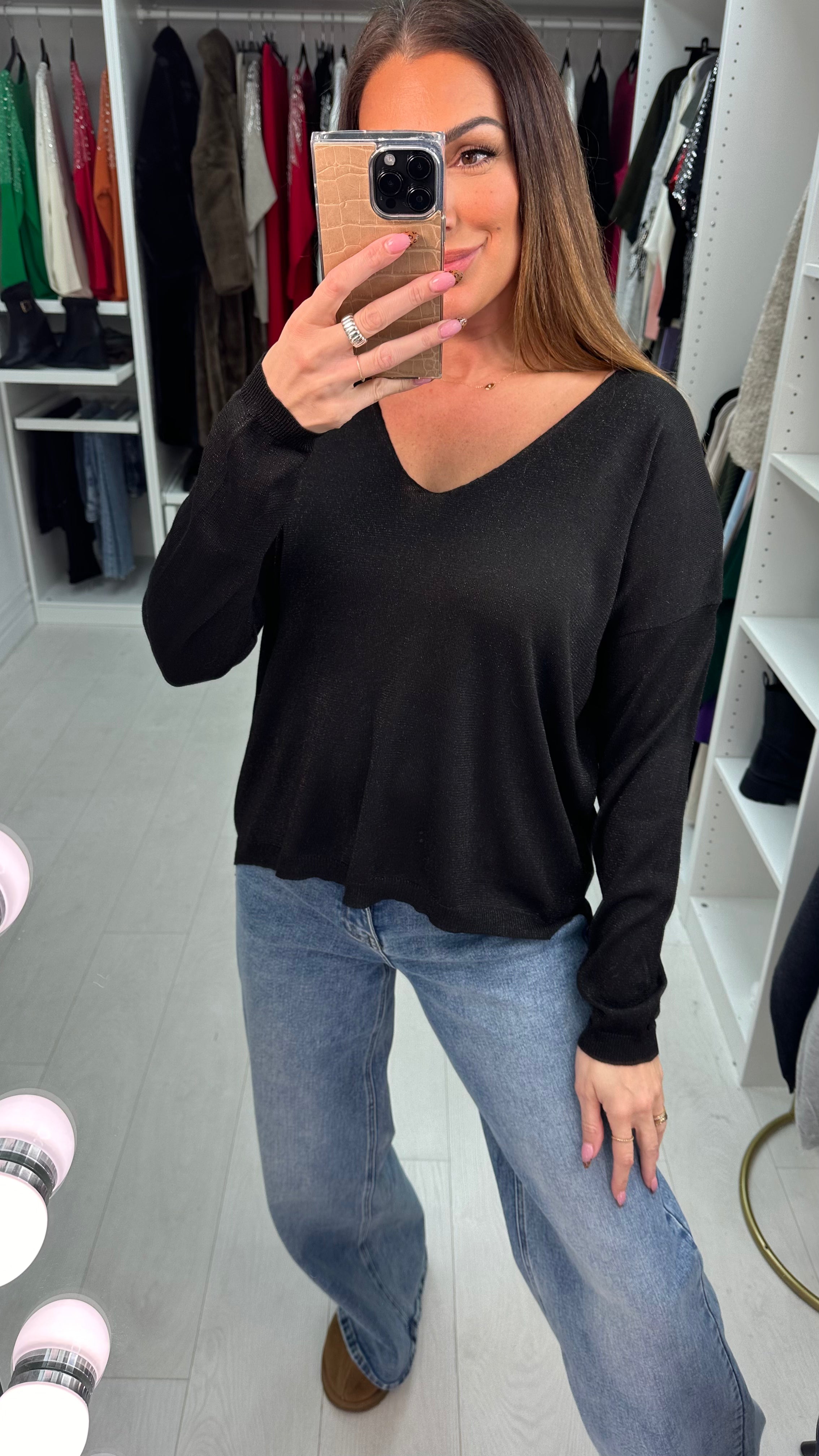 Roseanne Lurex V Neck Thin Knit