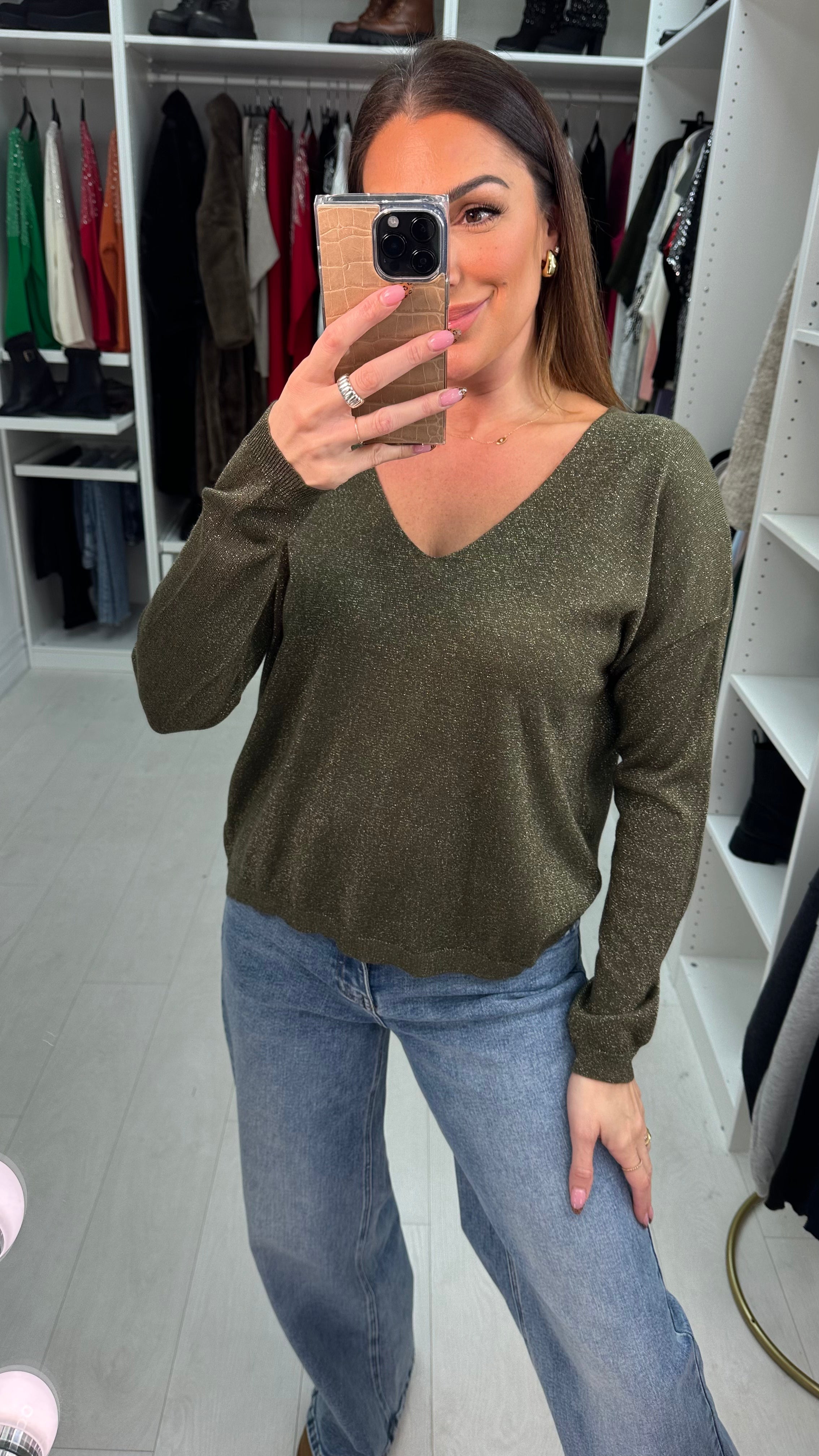 Roseanne Lurex V Neck Thin Knit