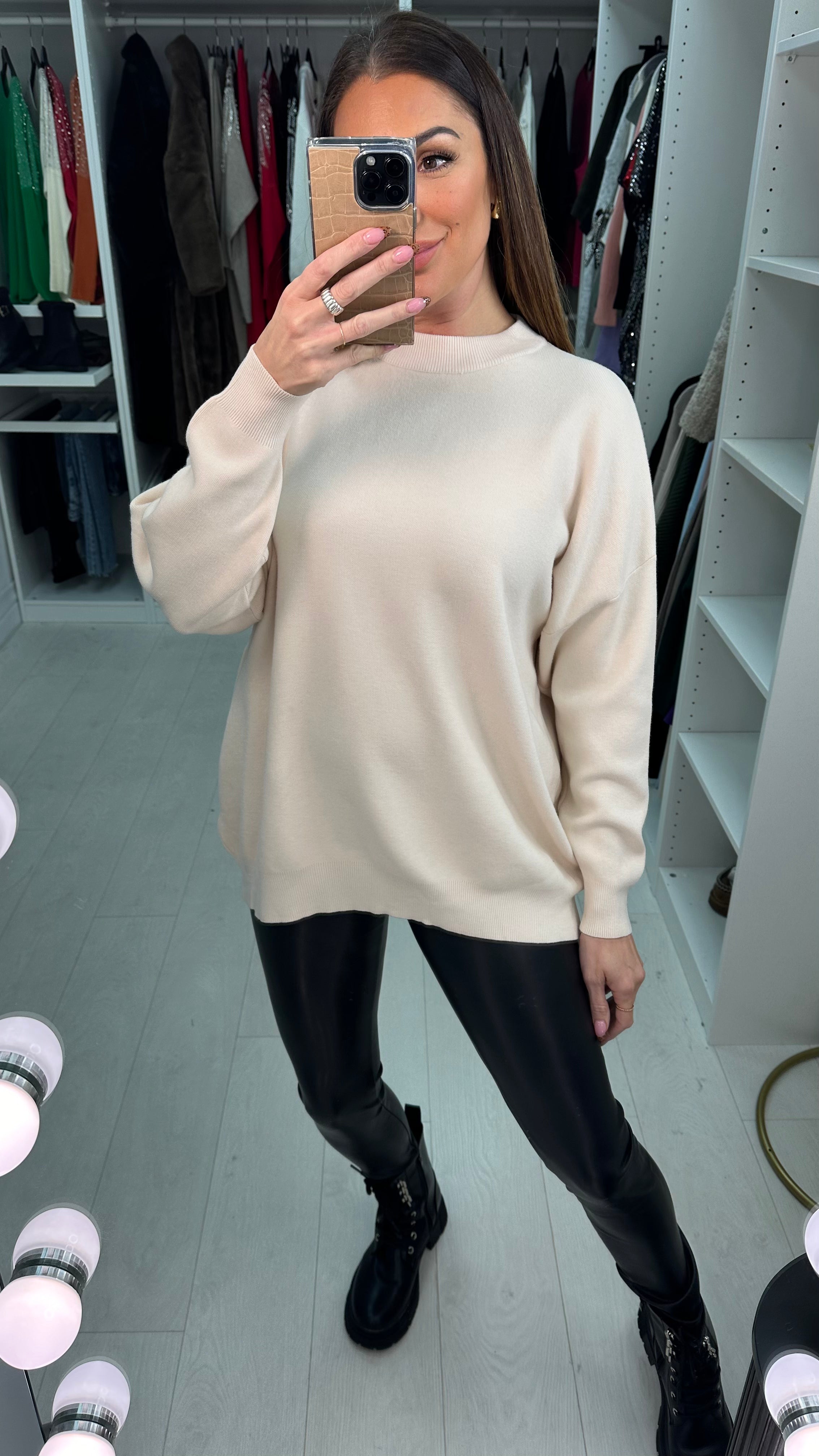Asher Oversized Plain High Neck Jumper