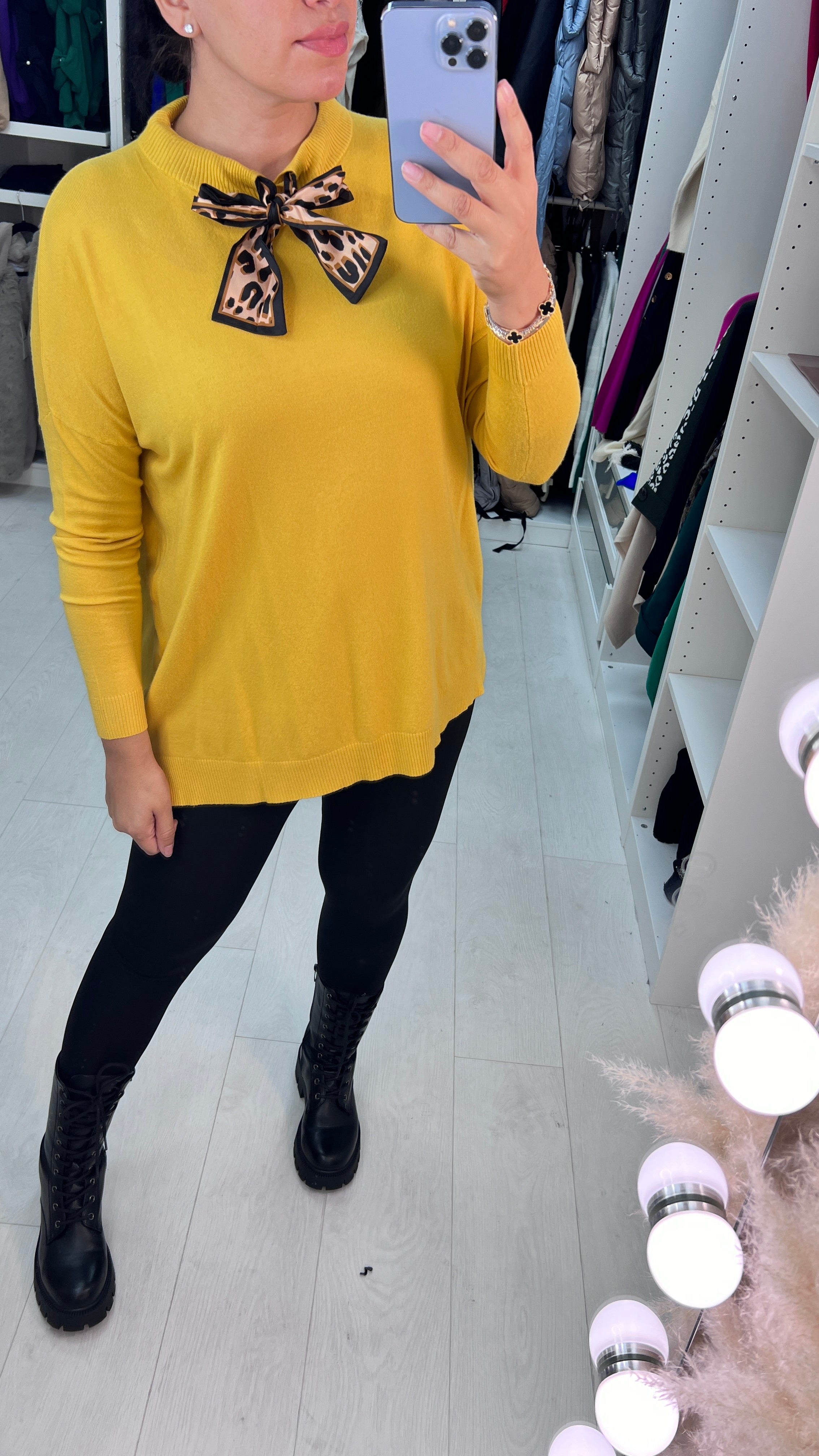 Stassie Leopard Bow Detail Oversized Jumper