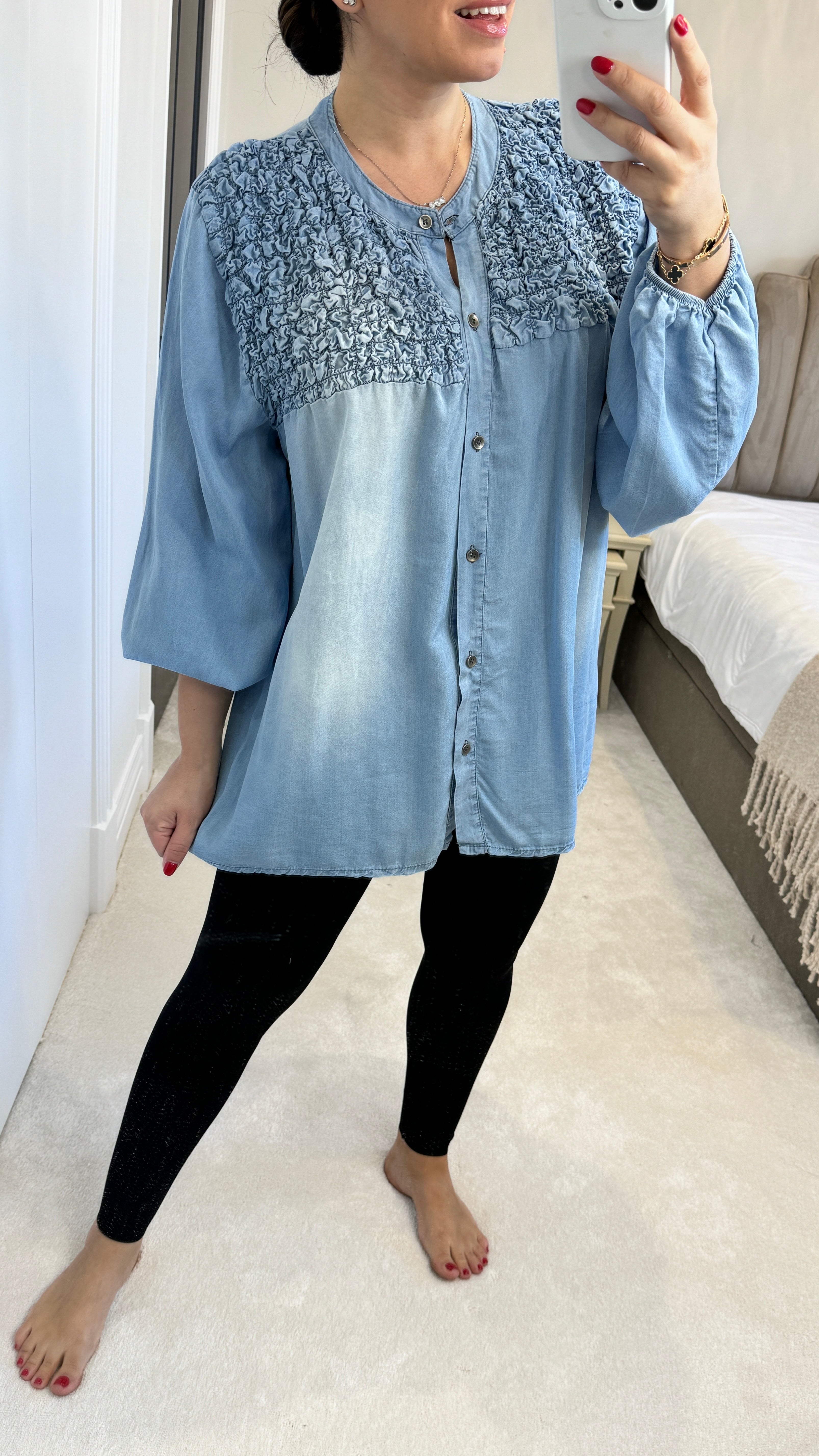 Ilya Denim Ruched Front Shirt