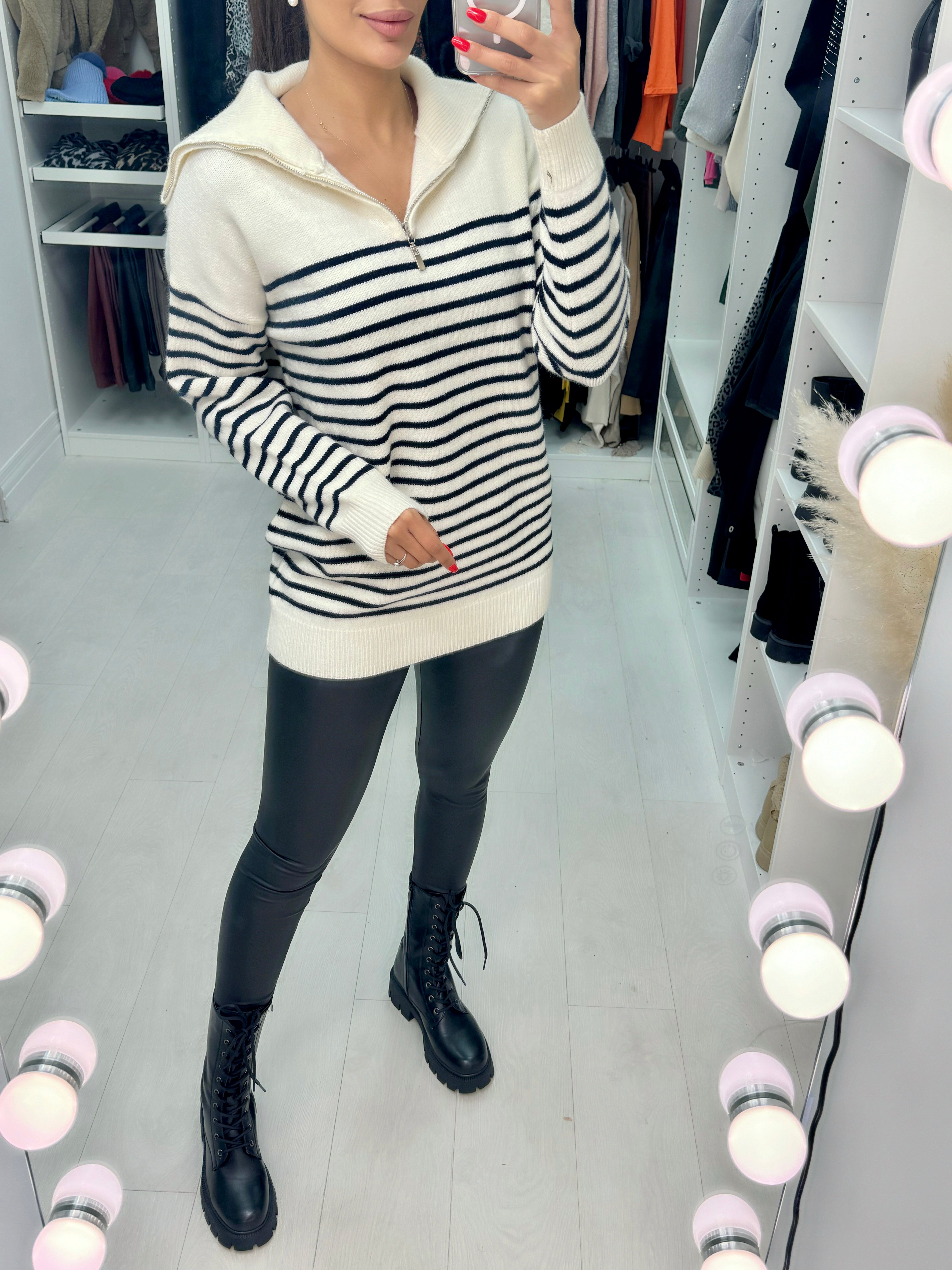 Elon Half Zip High Neck Knit Jumper