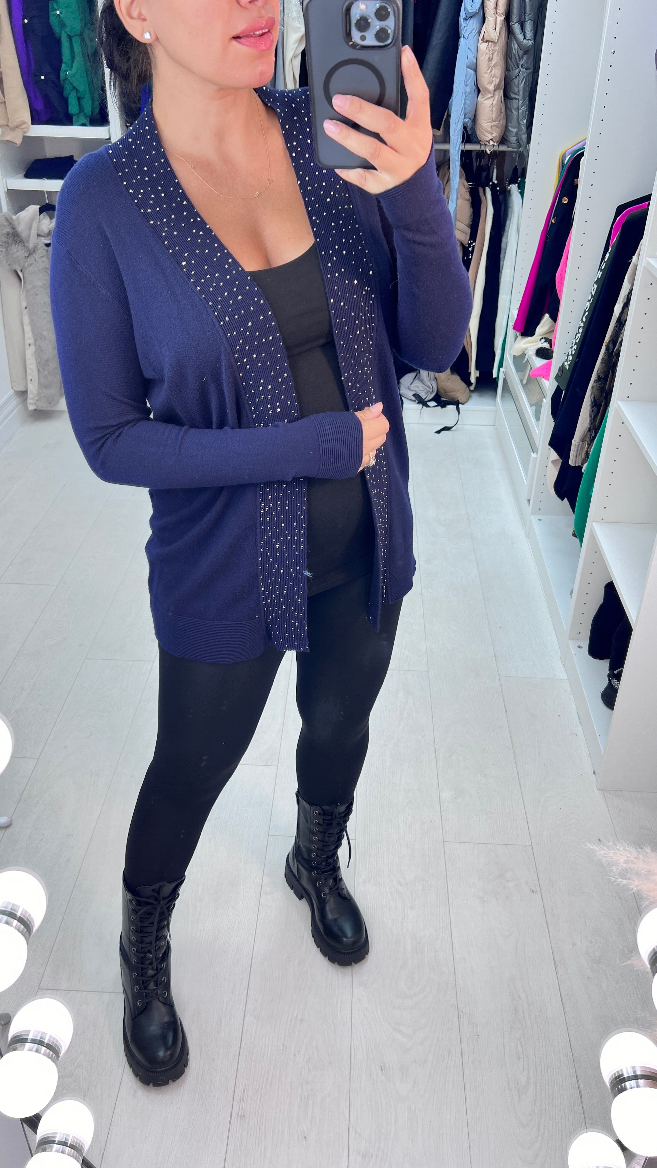 Mally Diamante Drape Front Cardigan