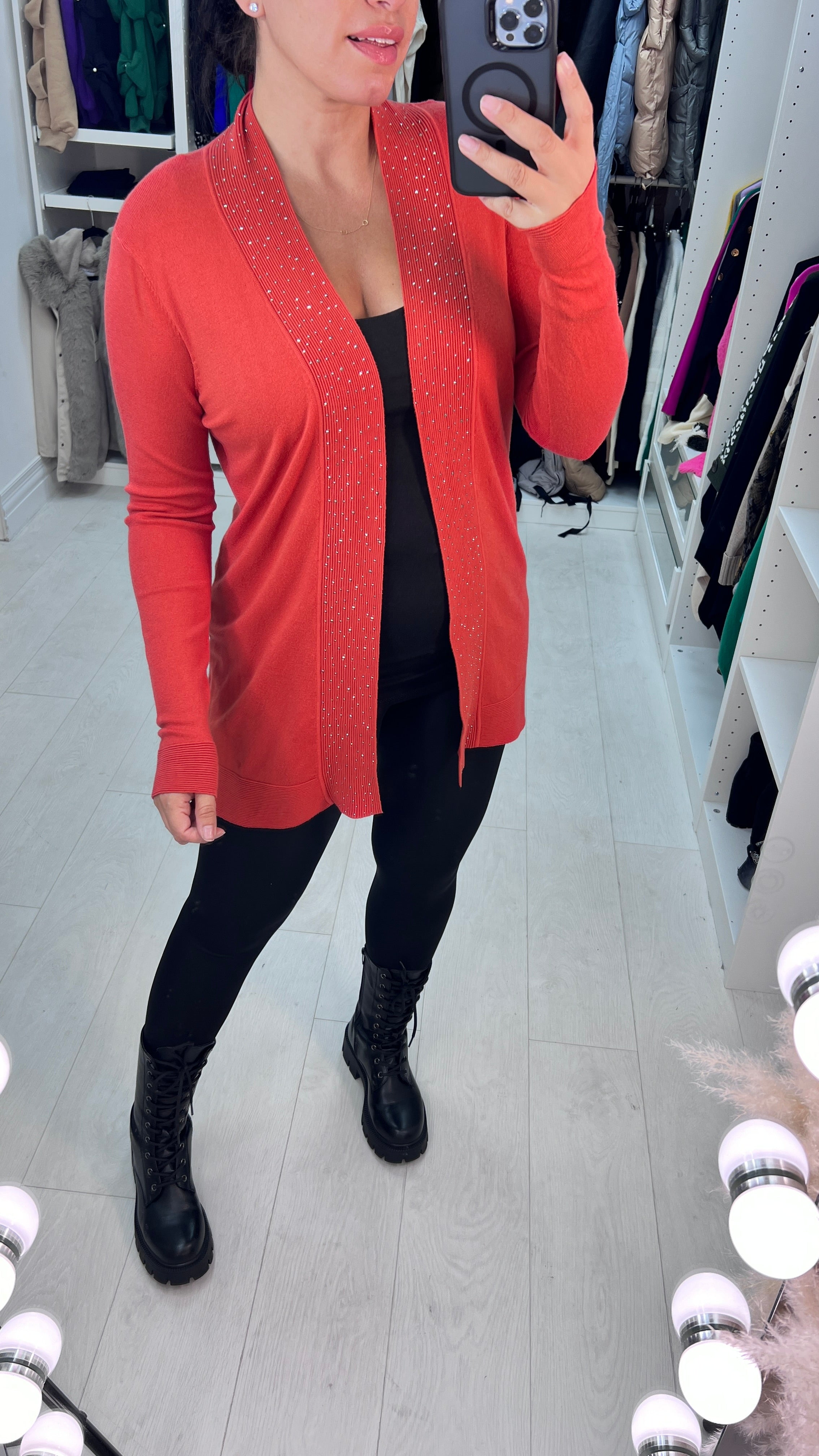 Mally Diamante Drape Front Cardigan