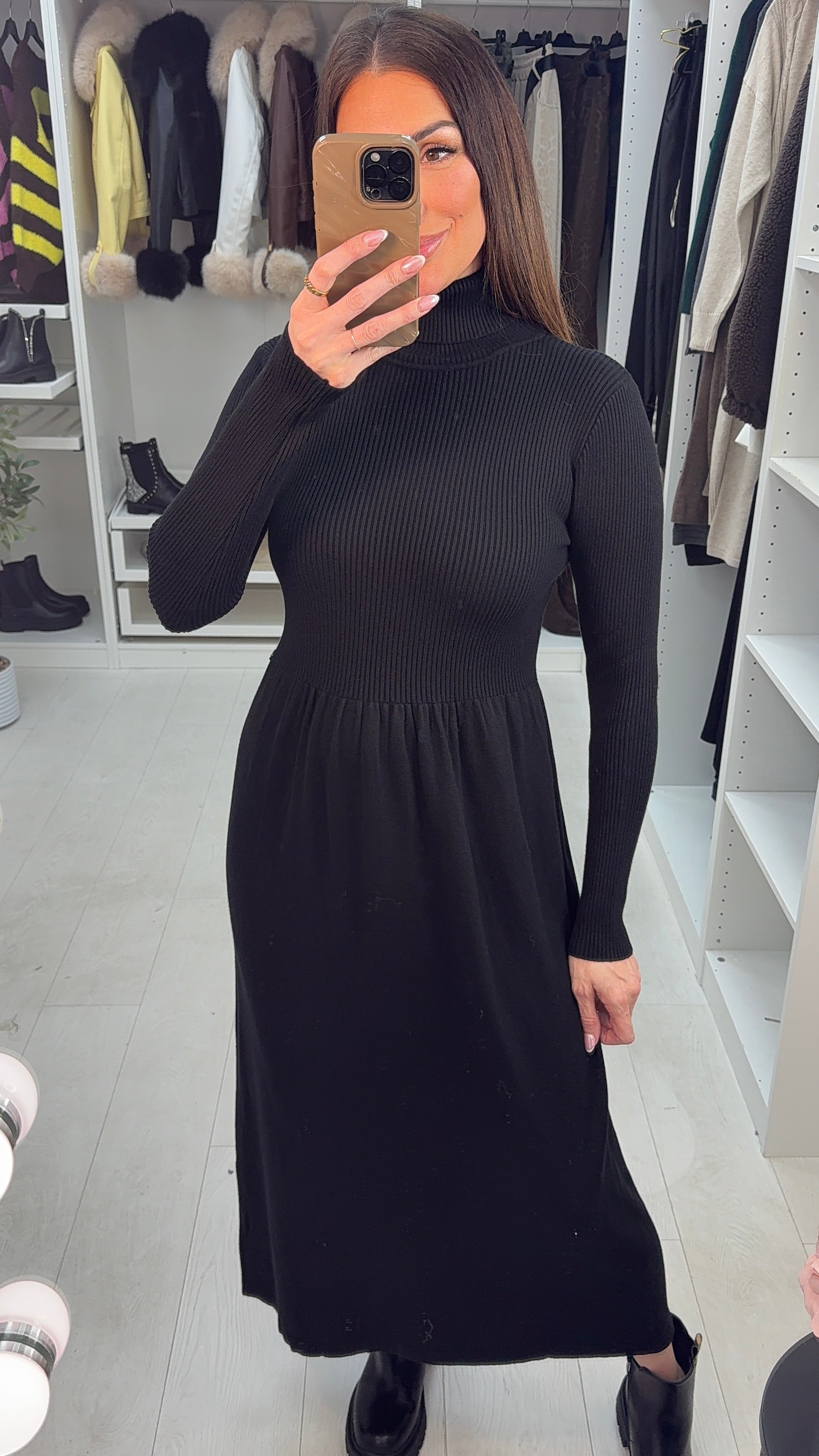 Netima Plain Roll Neck Jumper Dress