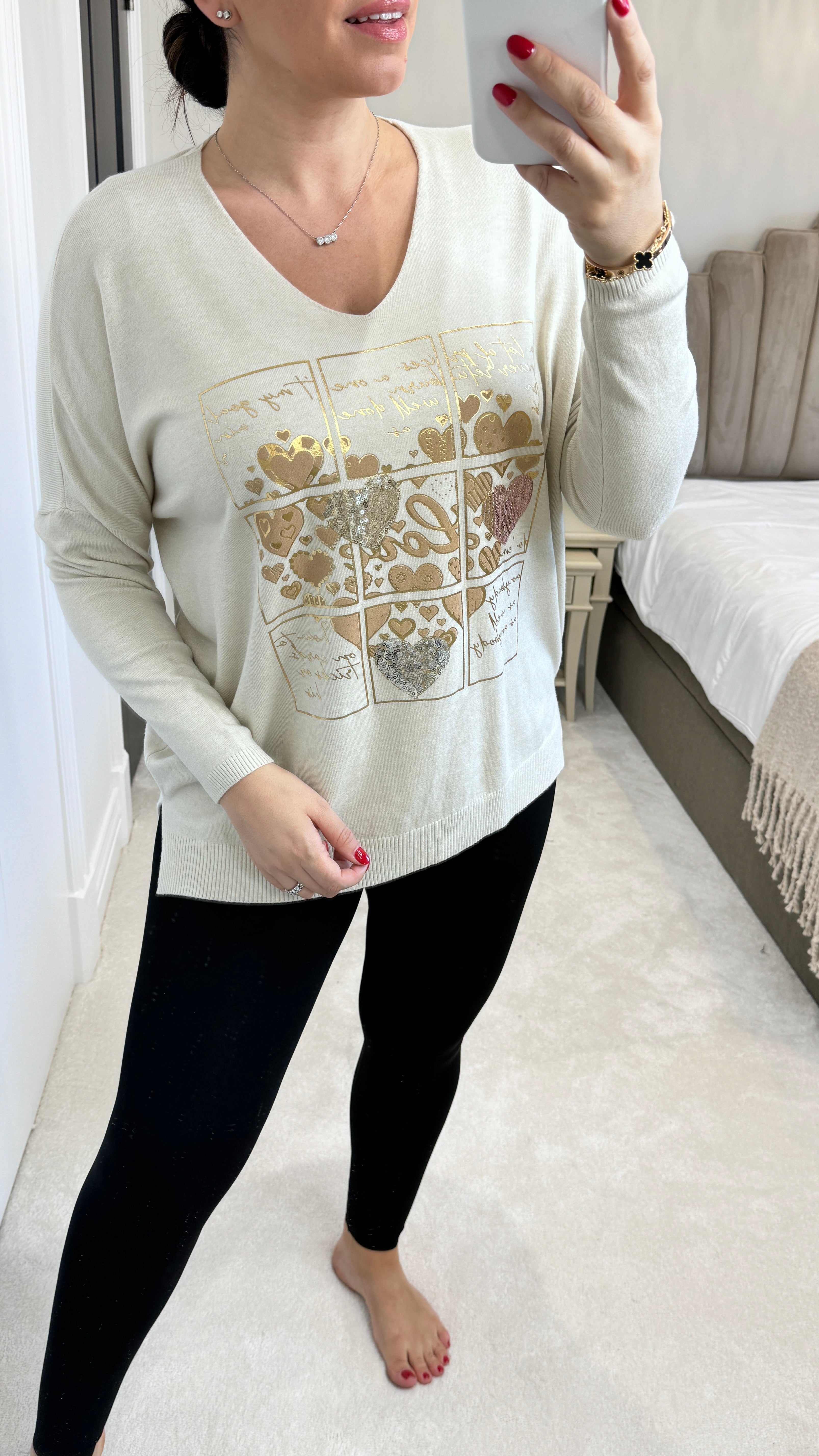 Demi 'Love' Metallic and Sequin Detail Fine Knit