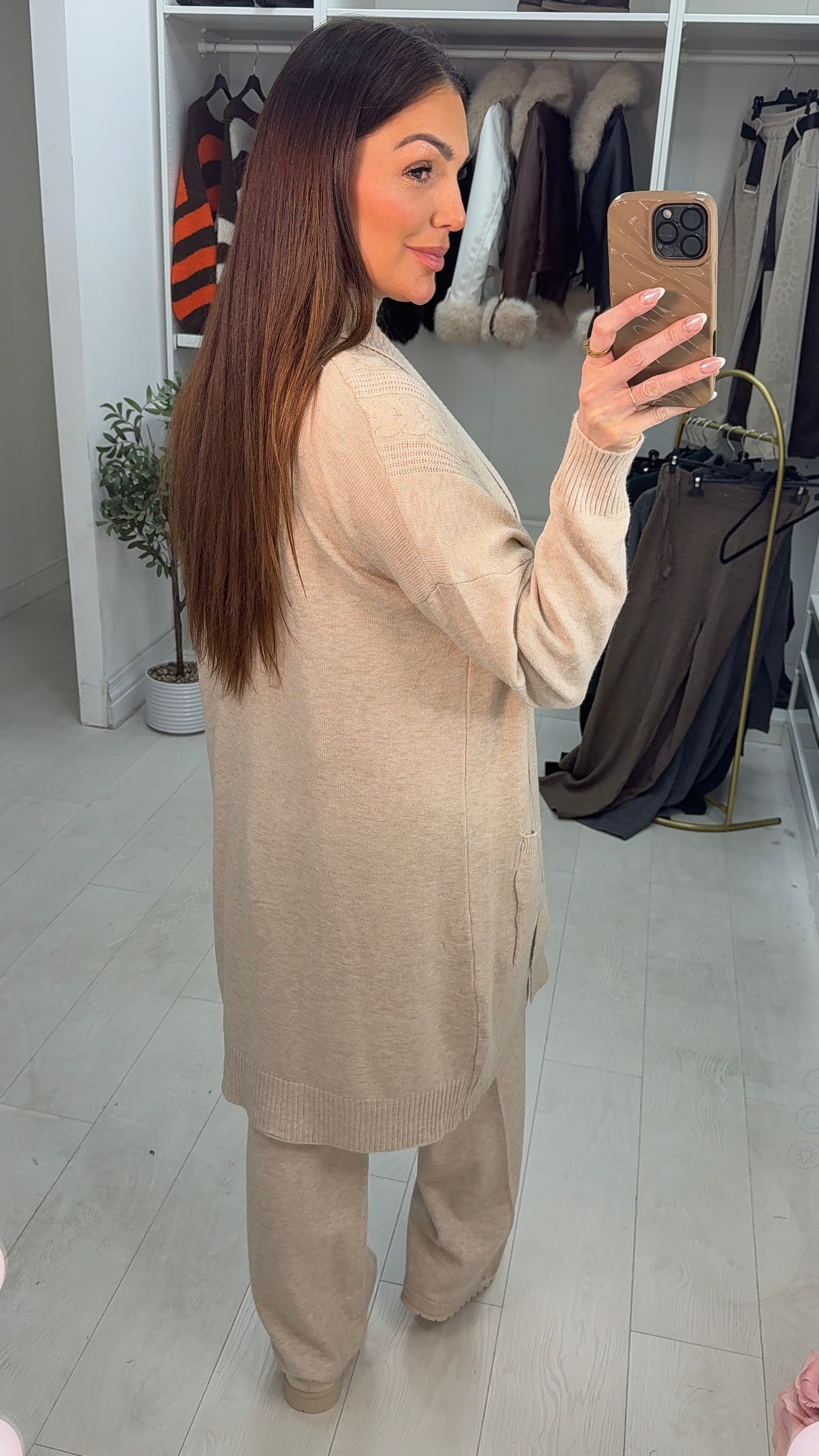 Aubree Plain Cable Knit 3 Piece Loungewear Set