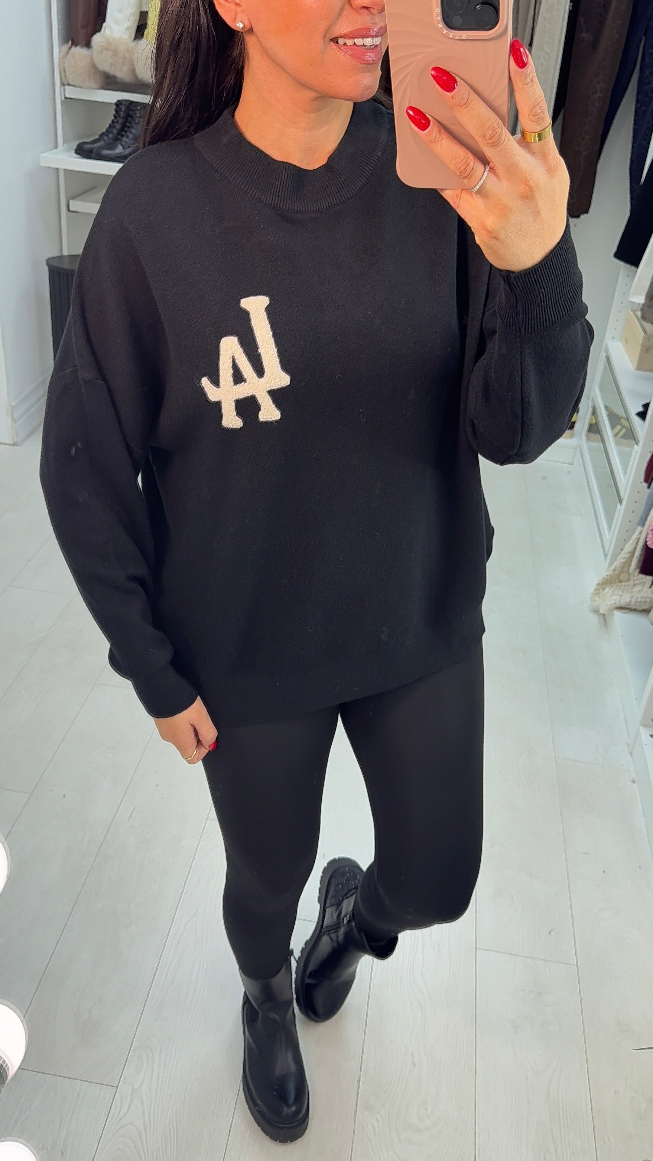 Anica Boucle 'Los Angeles' Slogan Jumper