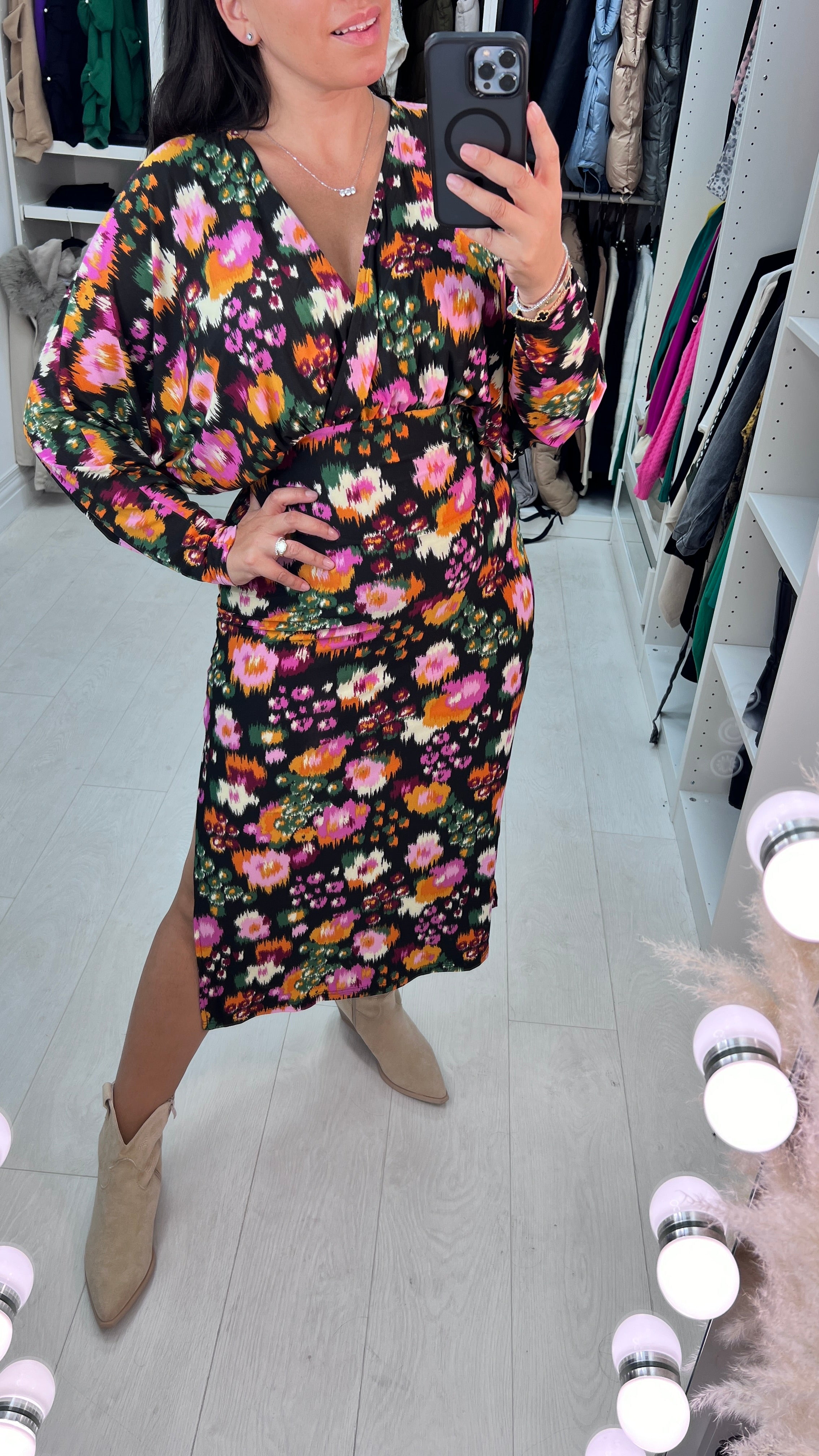 Petunia Abstract Floral Print Maxi Dress