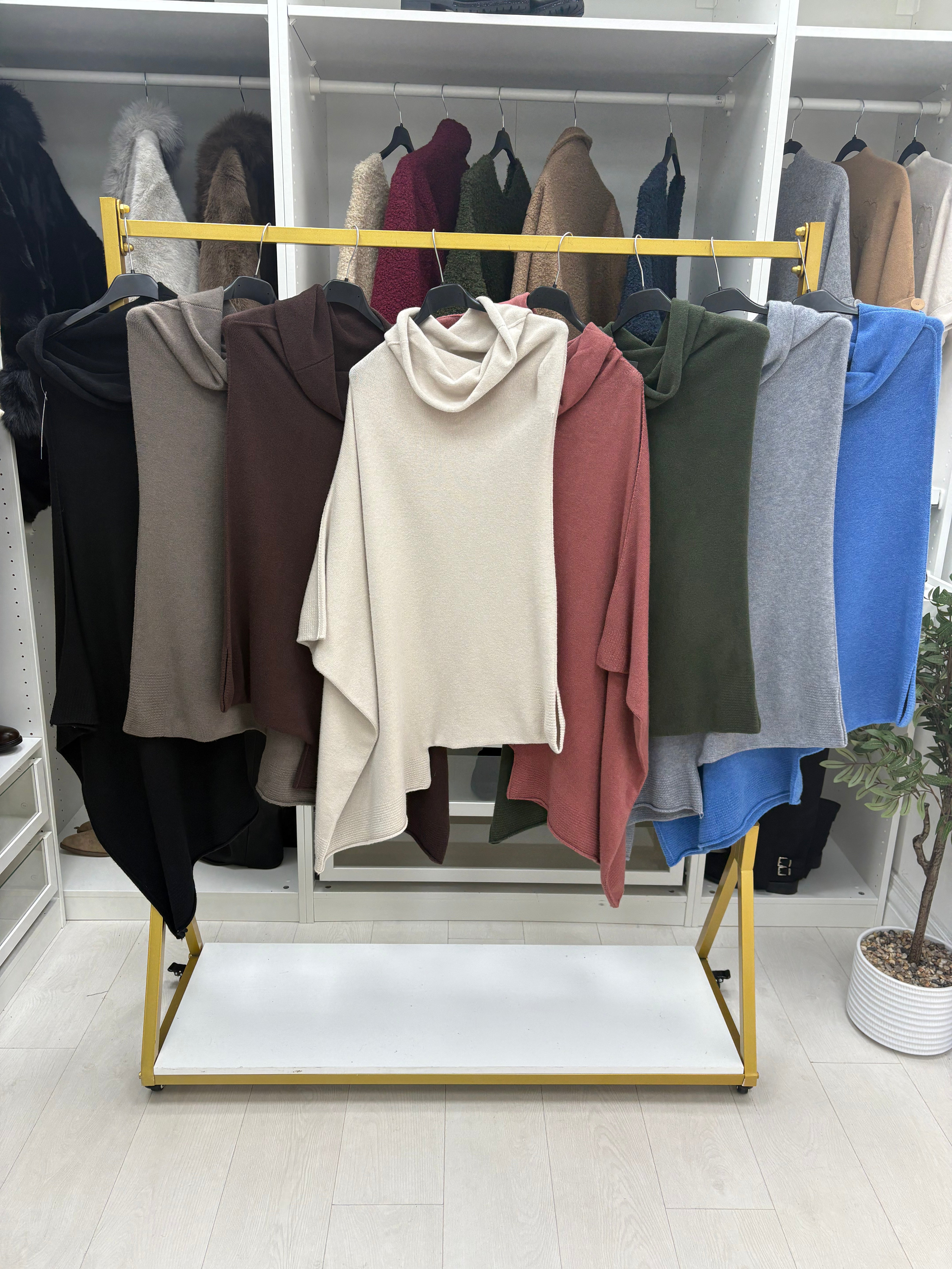 Elissia Super Soft Roll Neck Poncho Jumper