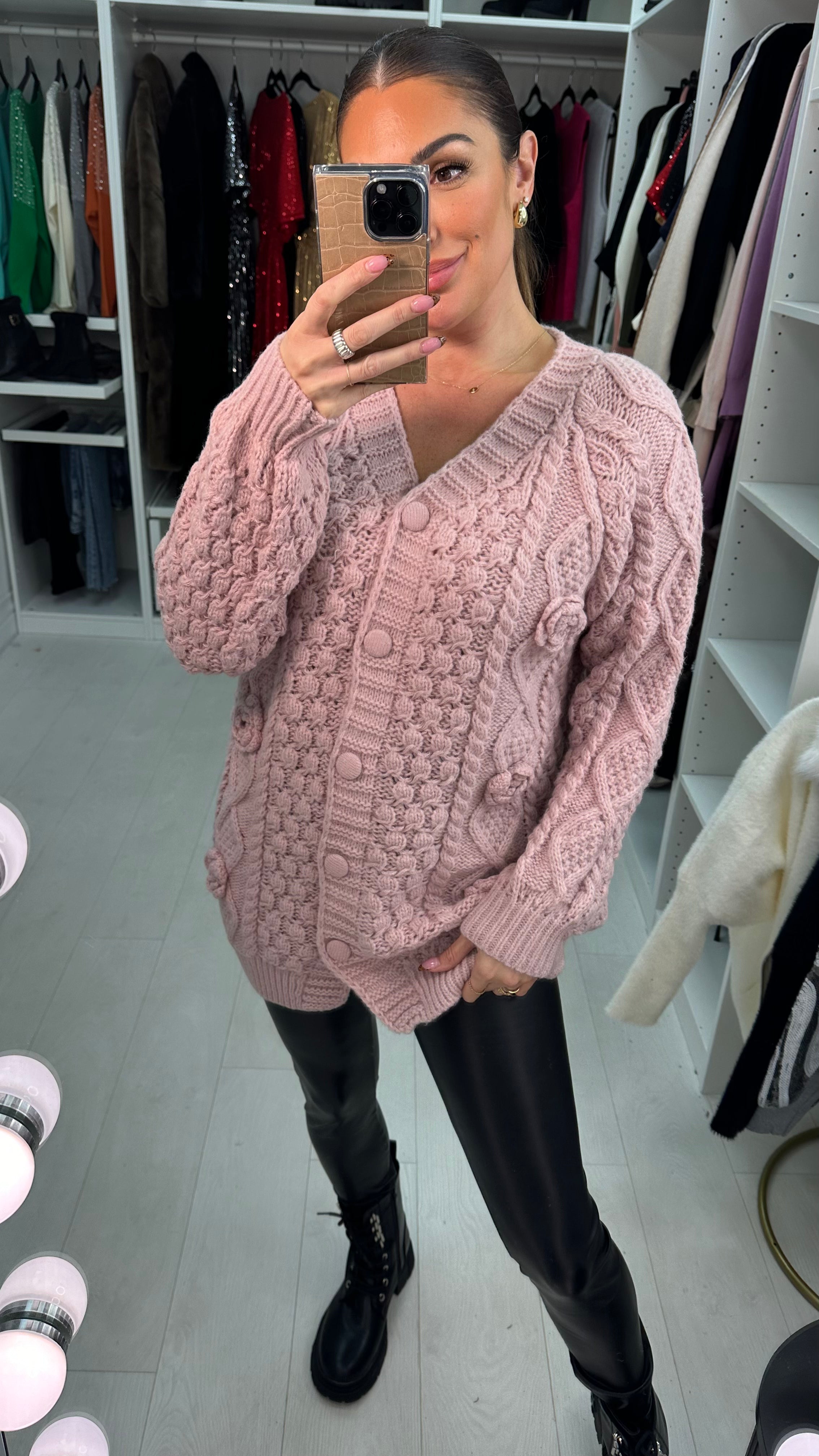 Sadia Chunky Floral Knit Crochet Cardigan