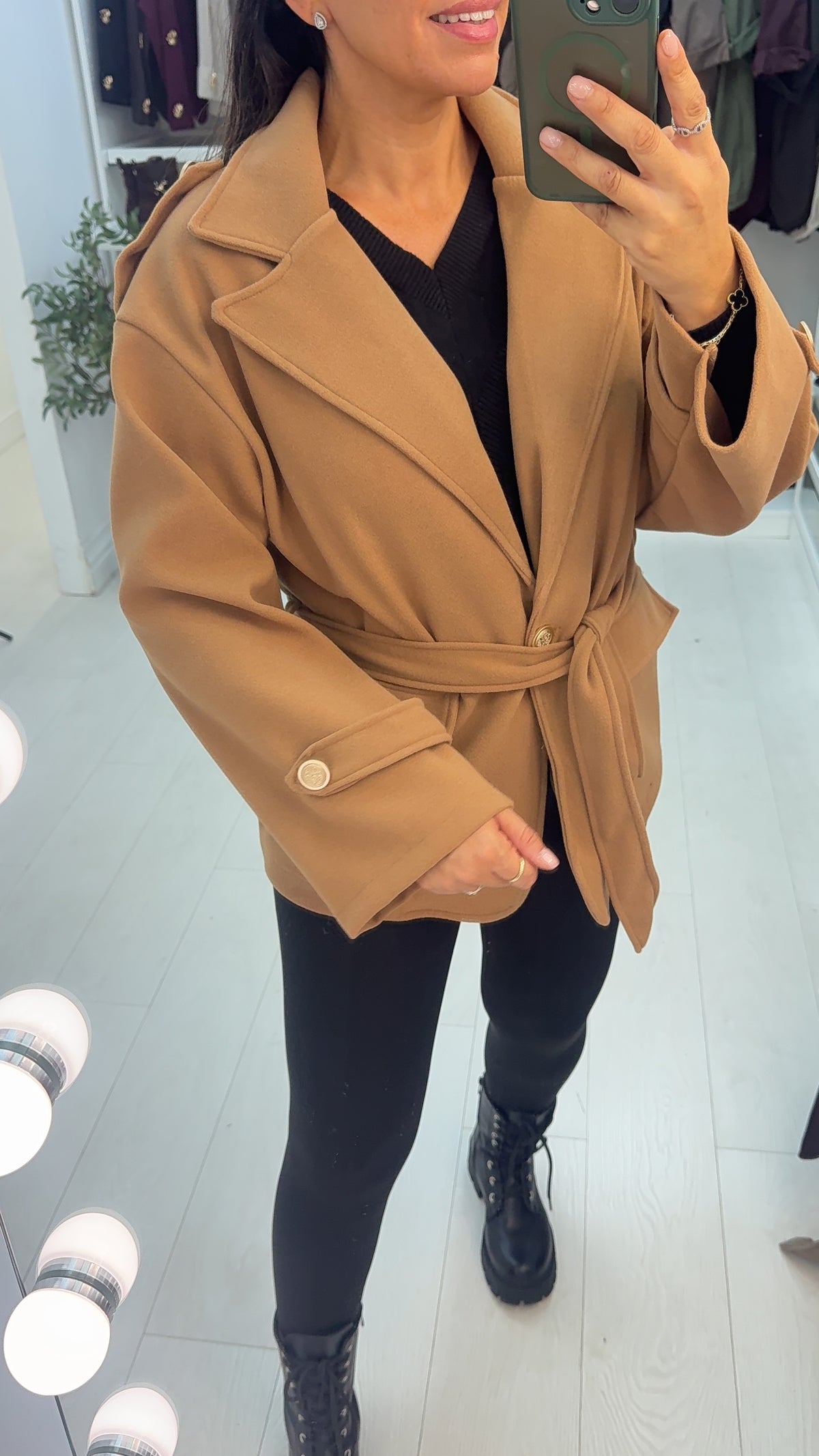 Darianne Plain Military Style Belted Jacket
