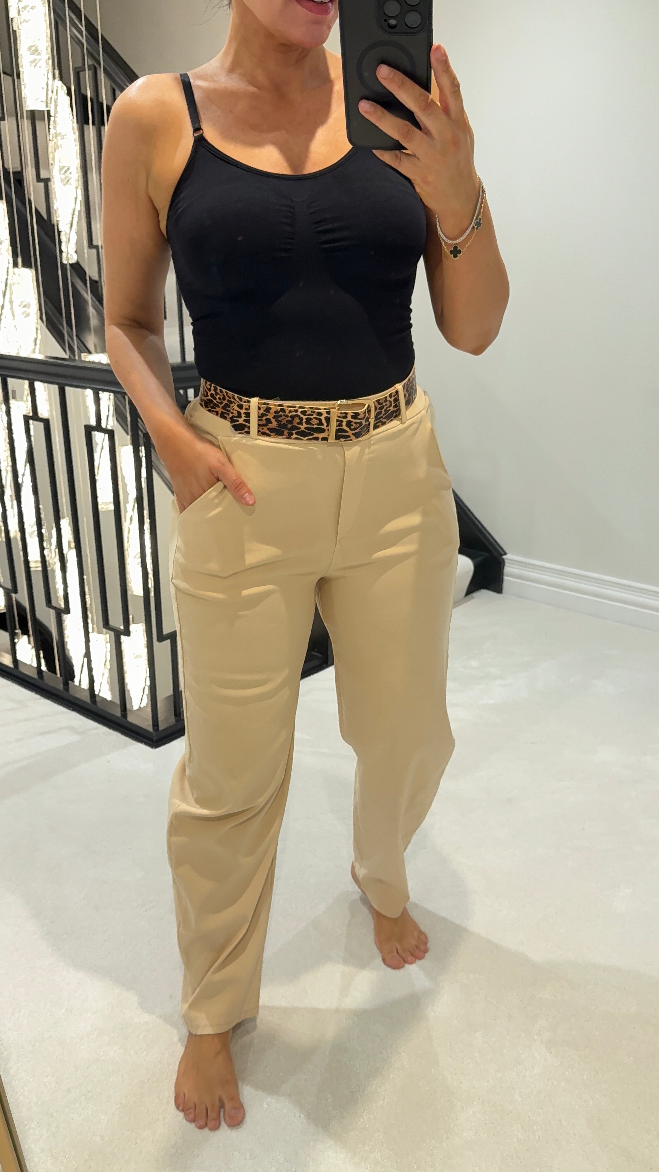 Nikko Plain Barrel Leg Belted Magic Trousers