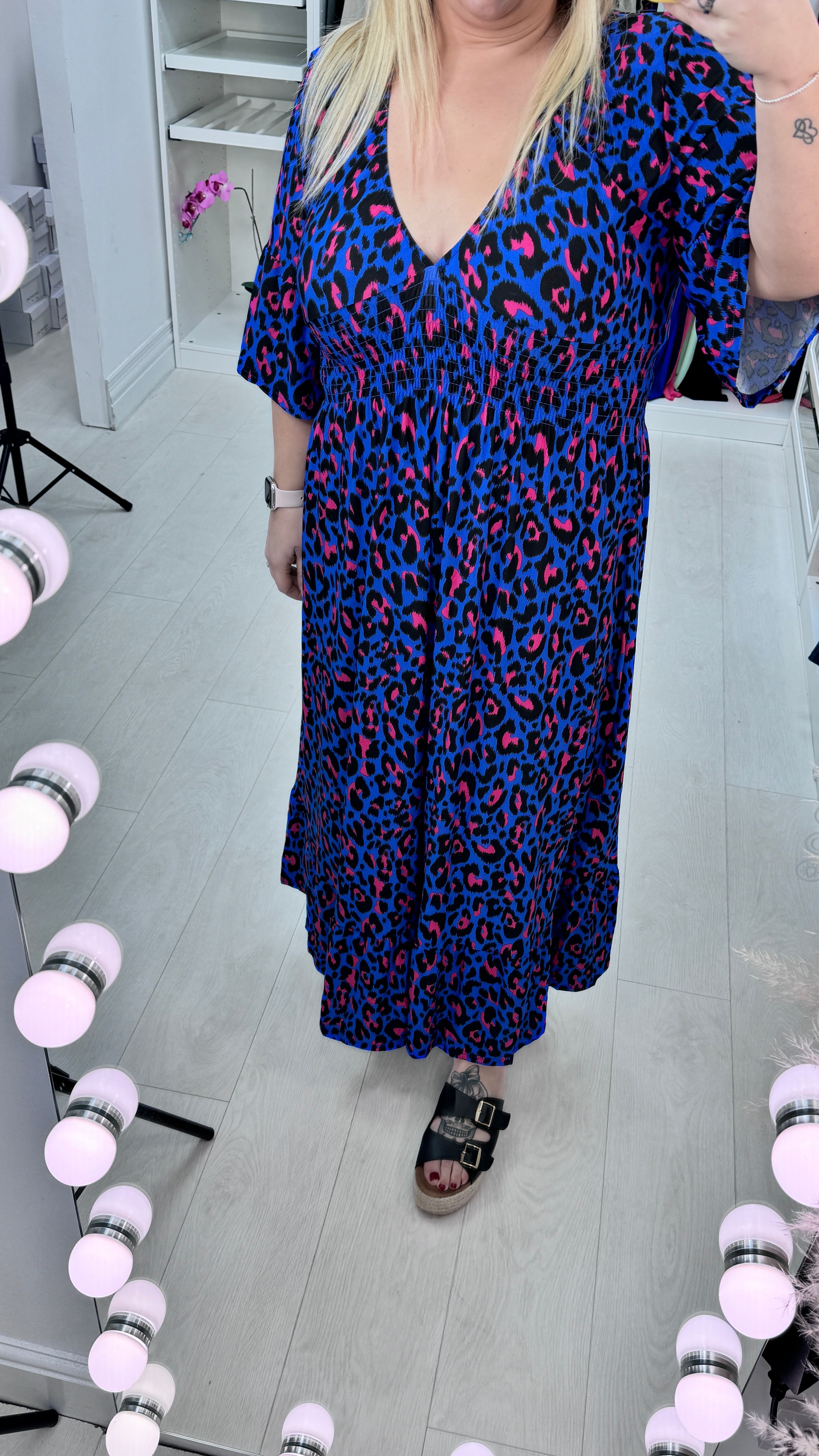 Rafaela Royal Blue Leopard Print Magic Dress