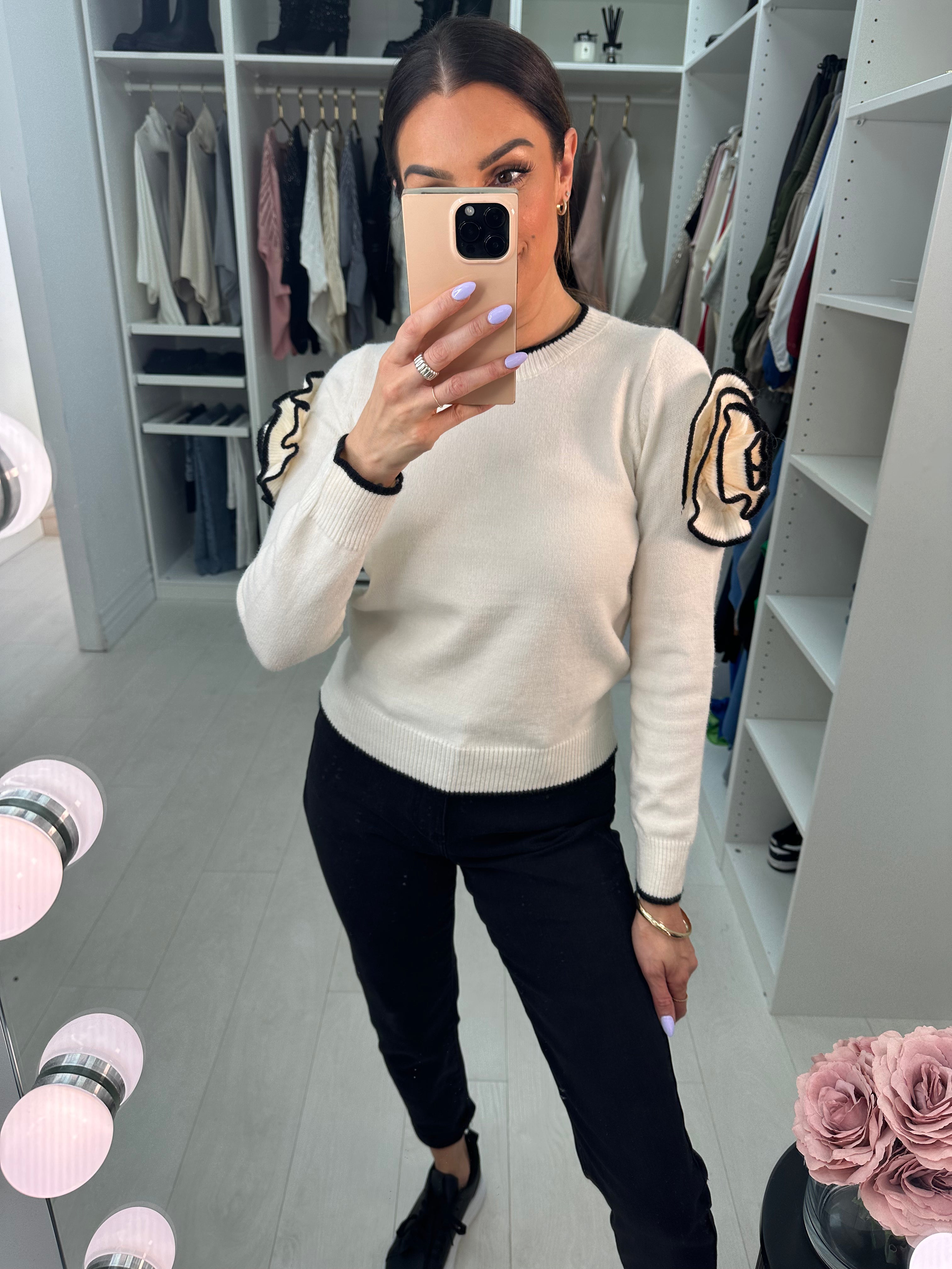 Daniella 3D Flower Sleeve Jumper