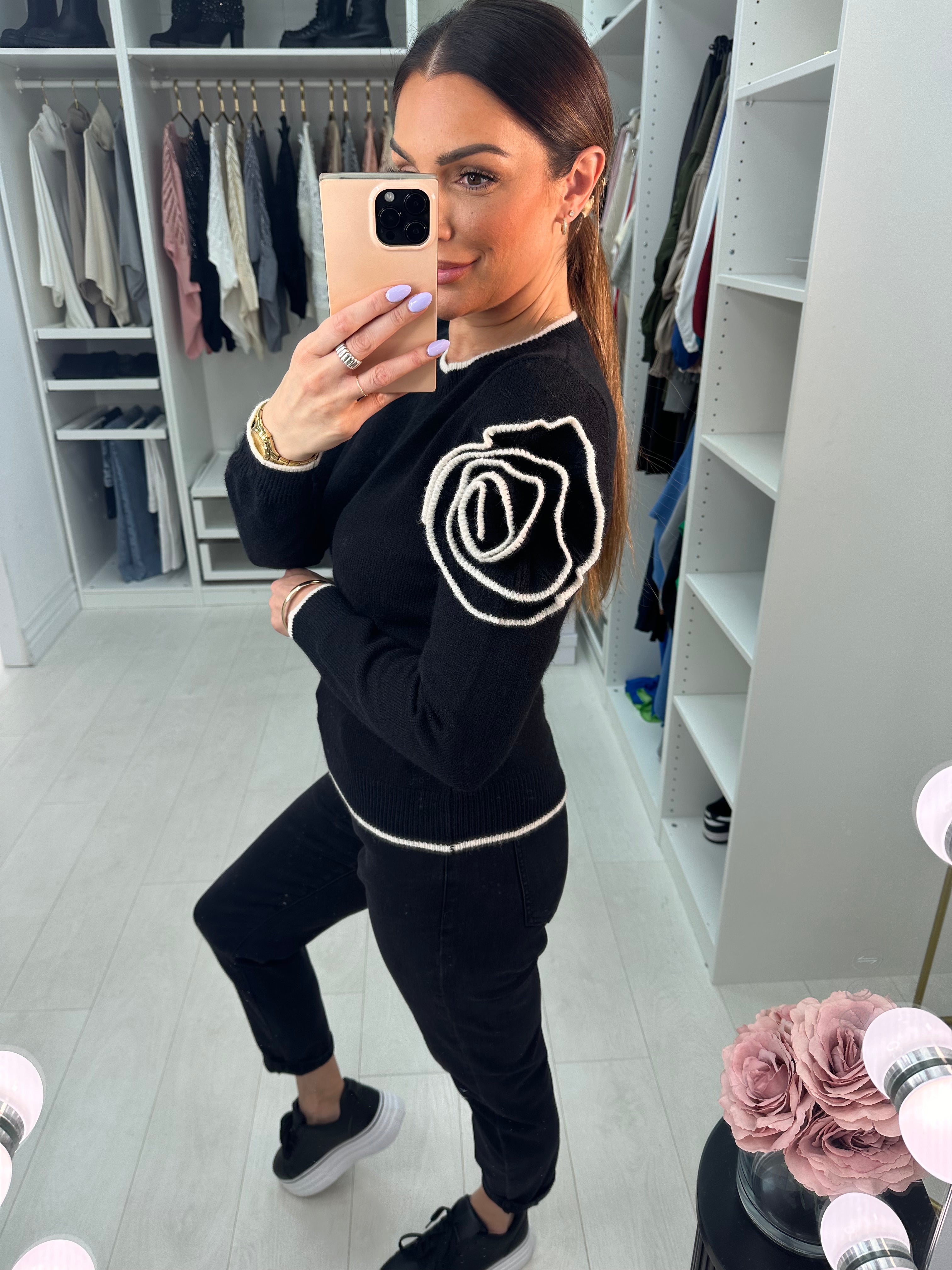 Daniella 3D Flower Sleeve Jumper