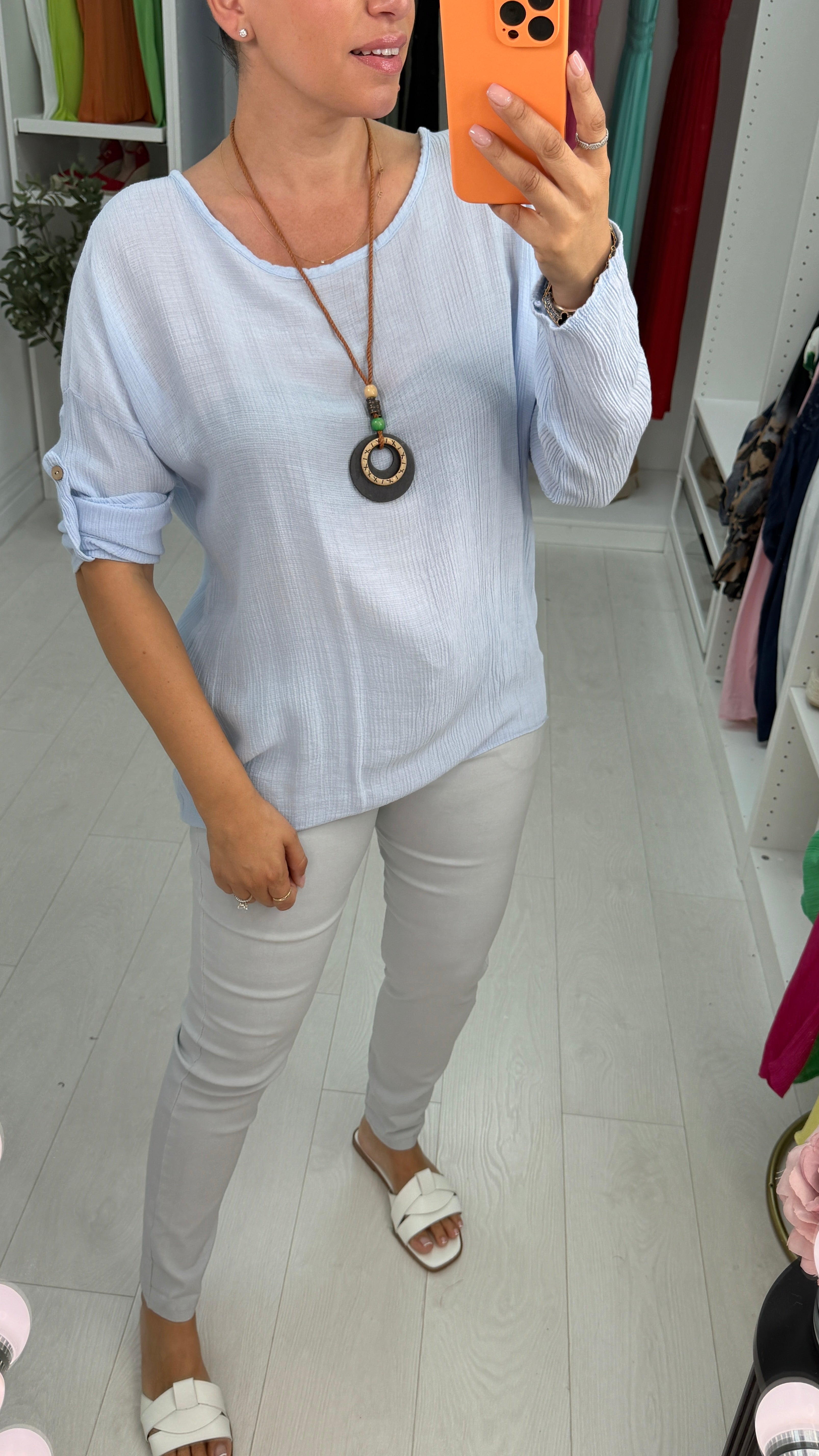 Eliska Plain Necklace Blouse