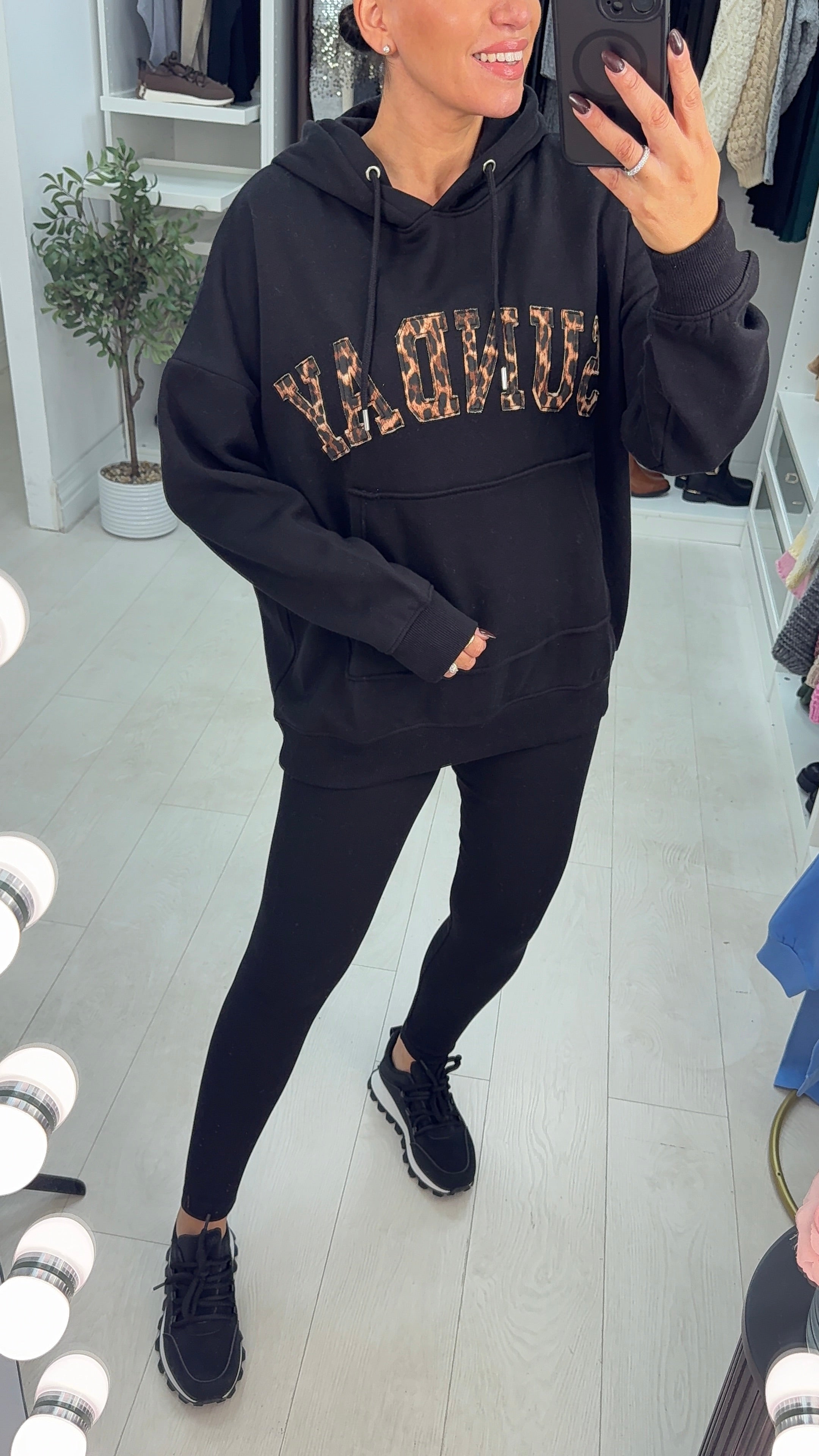 Lyndsey Leopard Print 'Sunday' Slogan Co-Ord Set