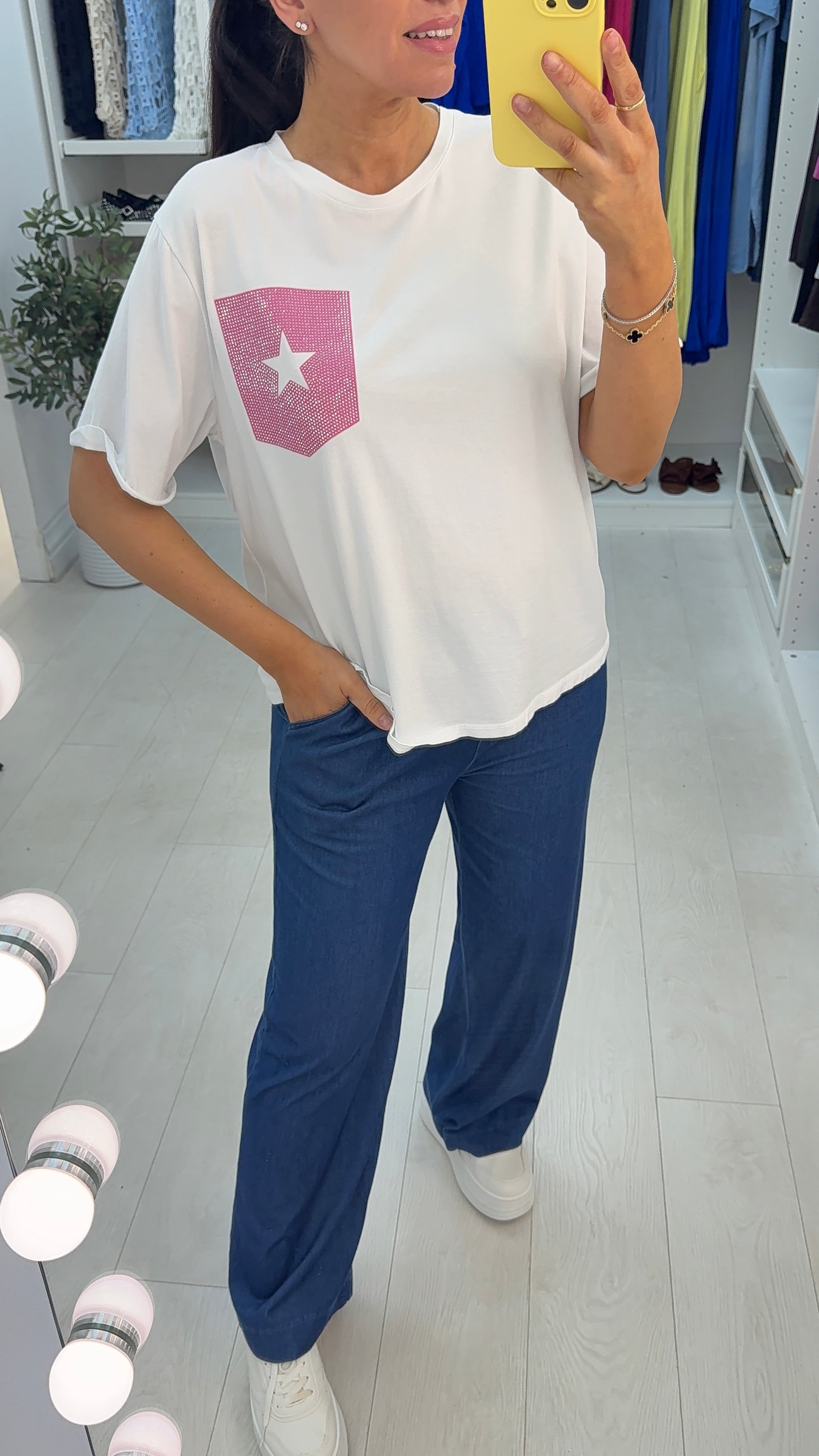 Rayne Plain Diamante Detail Short Sleeve T-Shirt