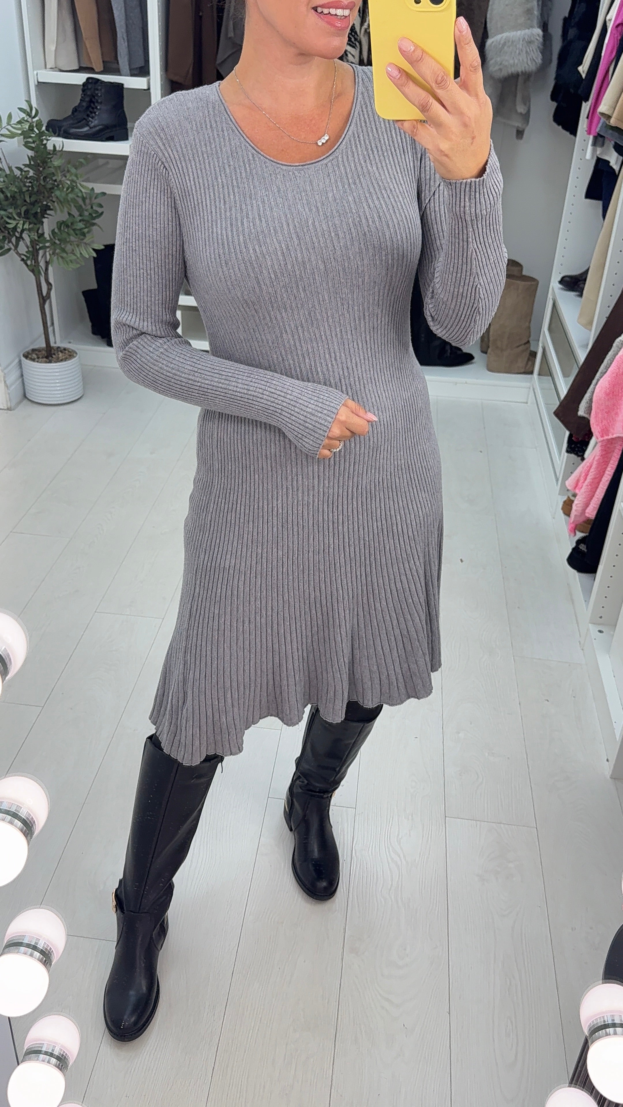 Vivienna Plain Ribbed Dress
