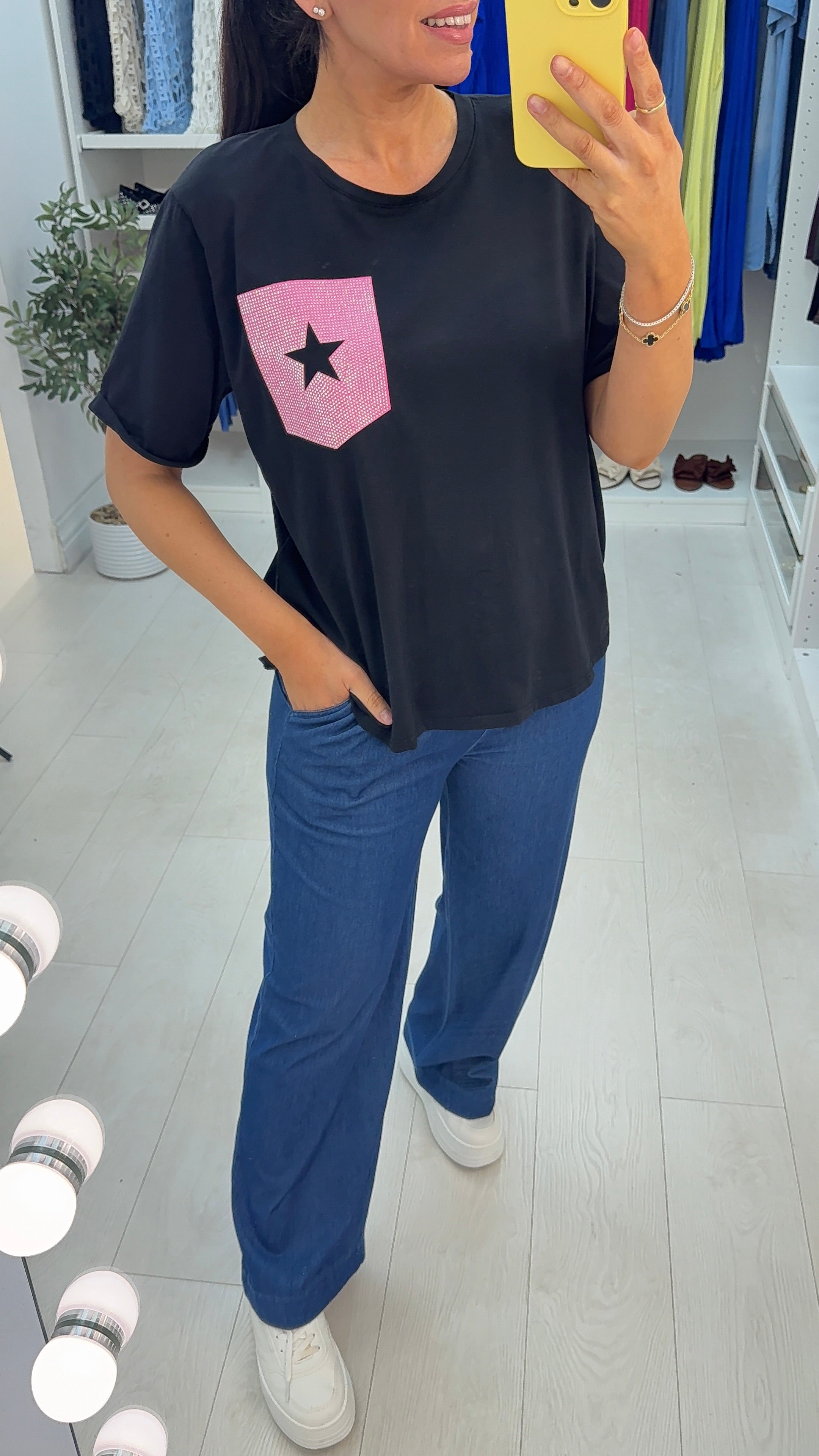 Rayne Plain Diamante Detail Short Sleeve T-Shirt