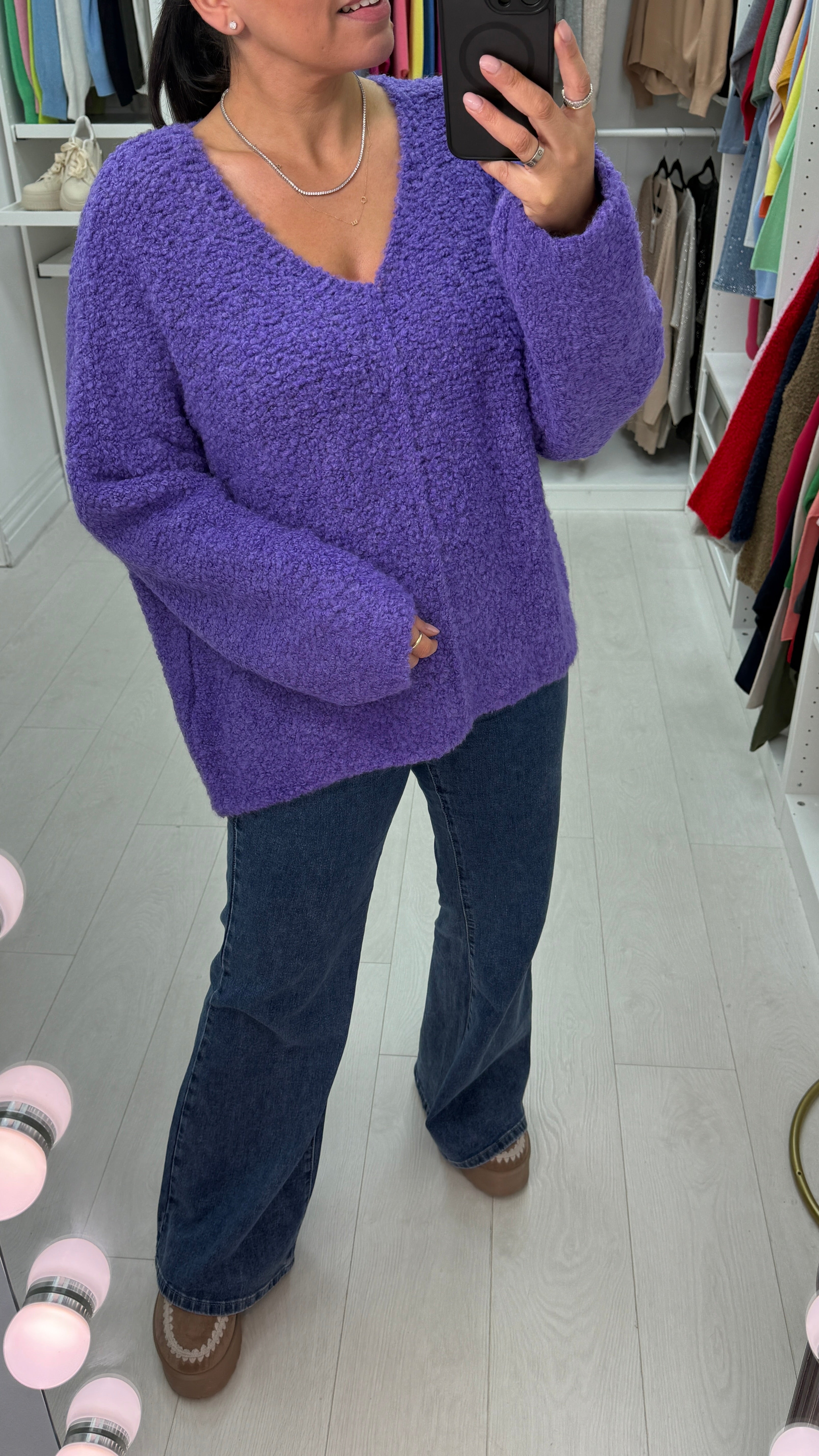 Katie Boucle Super Soft V Neck Jumper