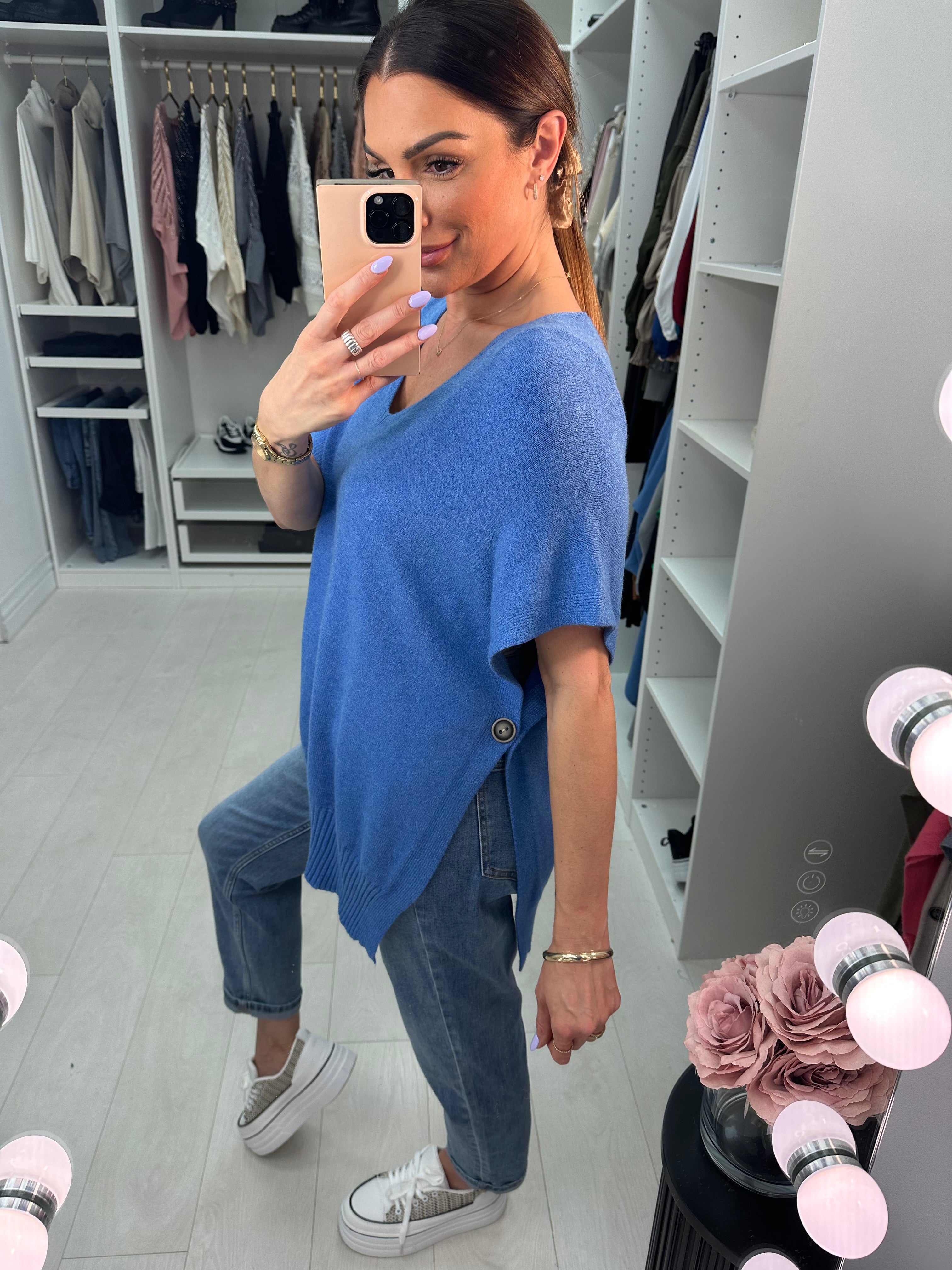 Kimberly Side Button Poncho Jumper