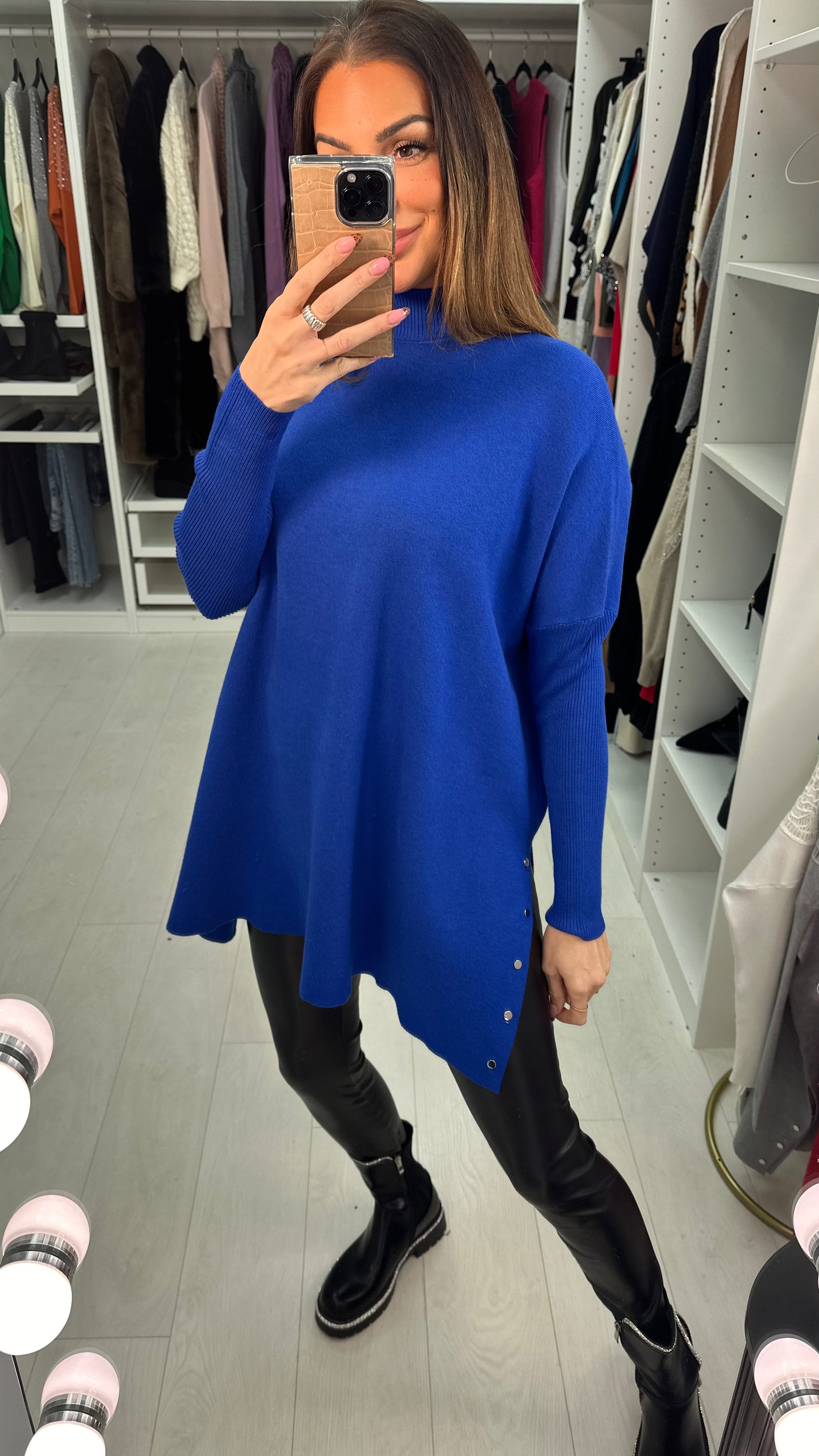 Micaela Crochet Shoulder Detail Loose Fit Knit Jumper