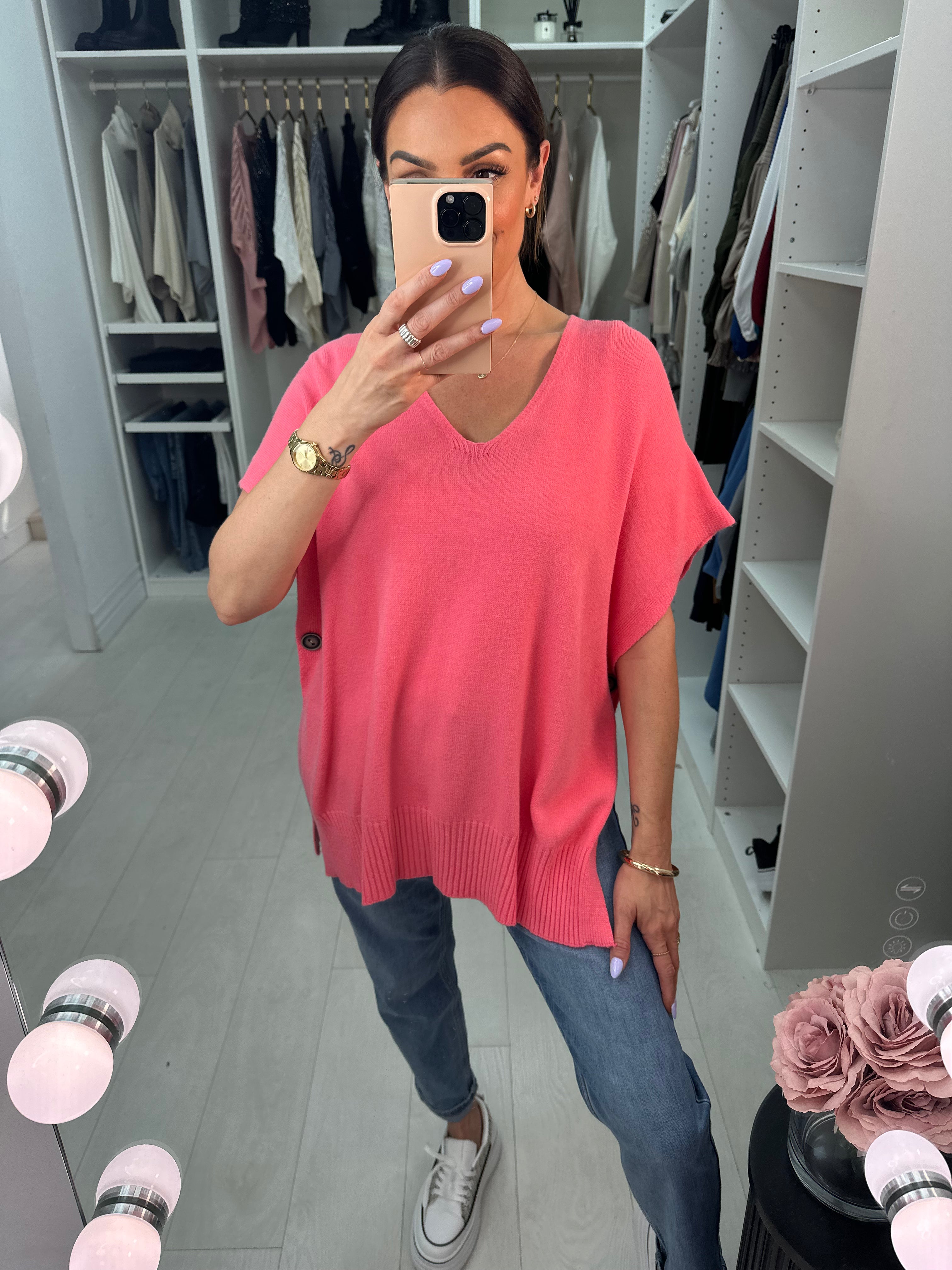 Kimberly Side Button Poncho Jumper