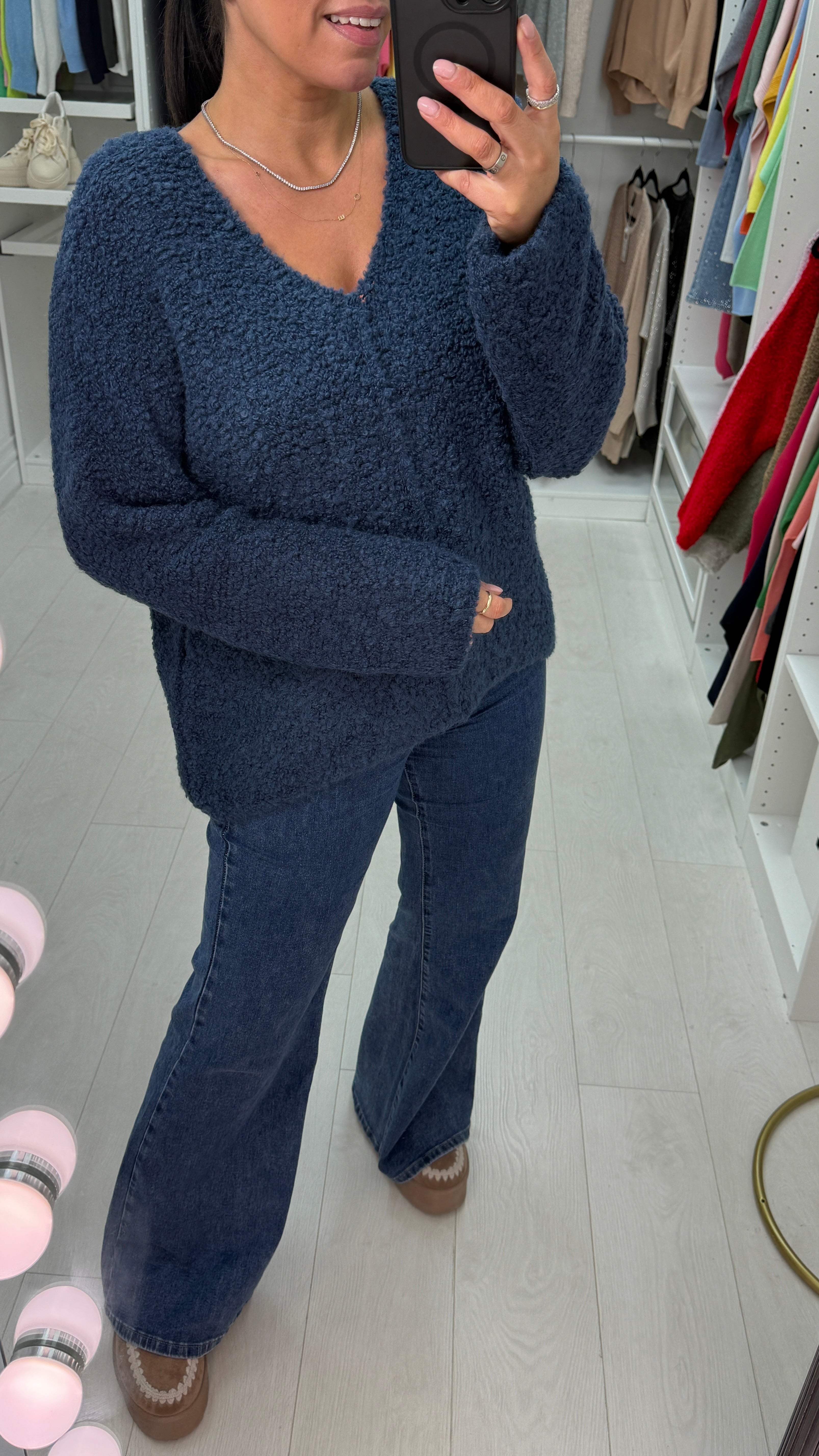 Katie Boucle Super Soft V Neck Jumper