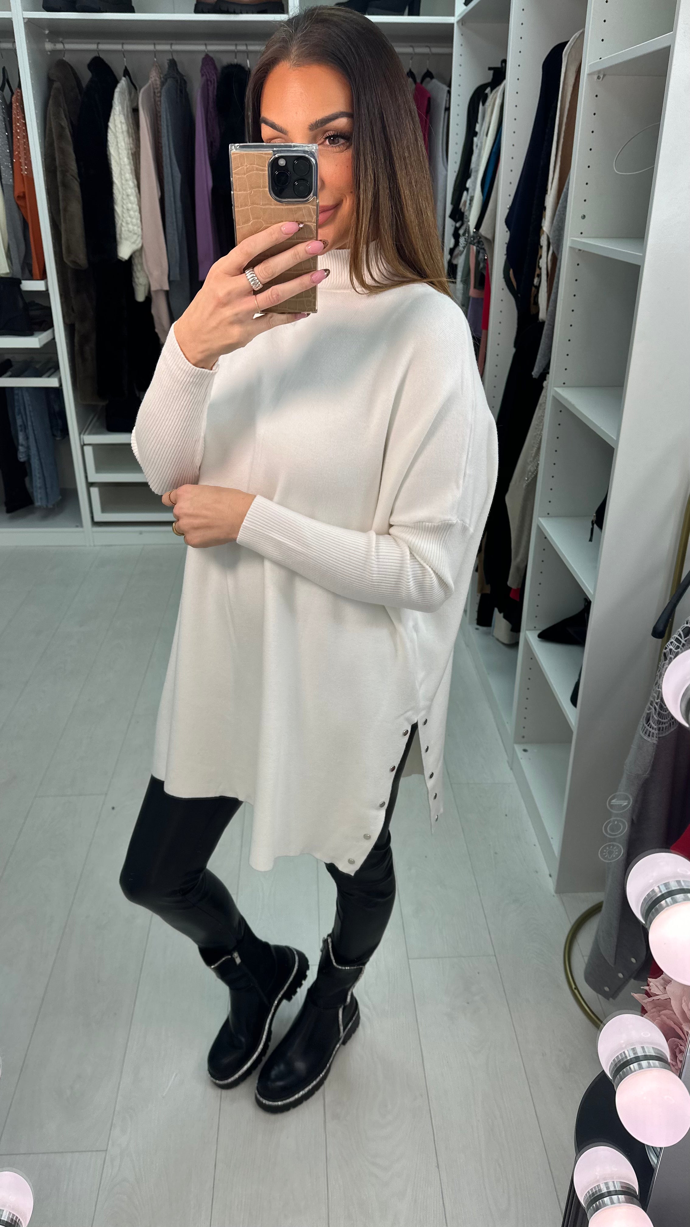 Micaela Crochet Shoulder Detail Loose Fit Knit Jumper