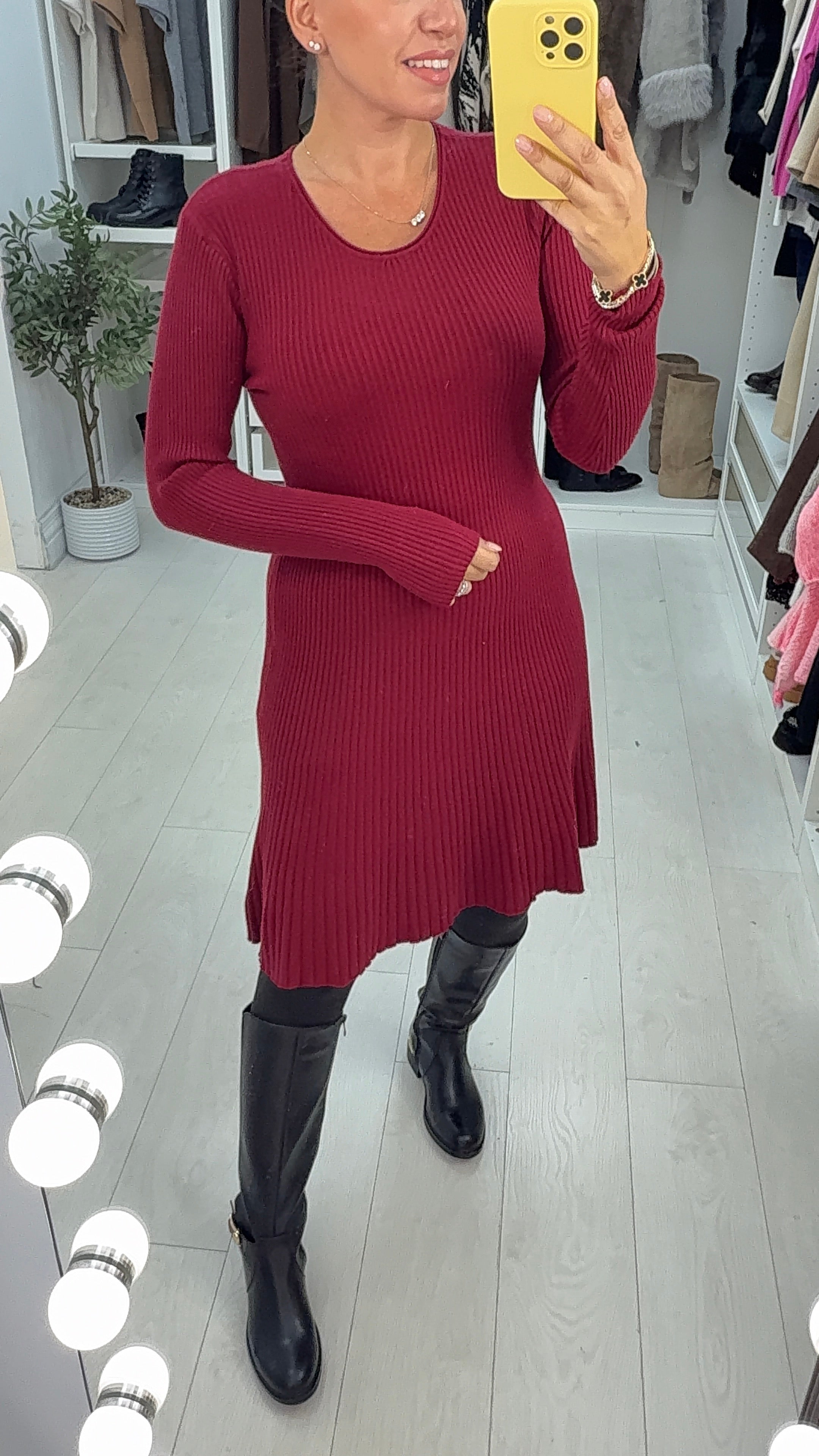 Vivienna Plain Ribbed Dress