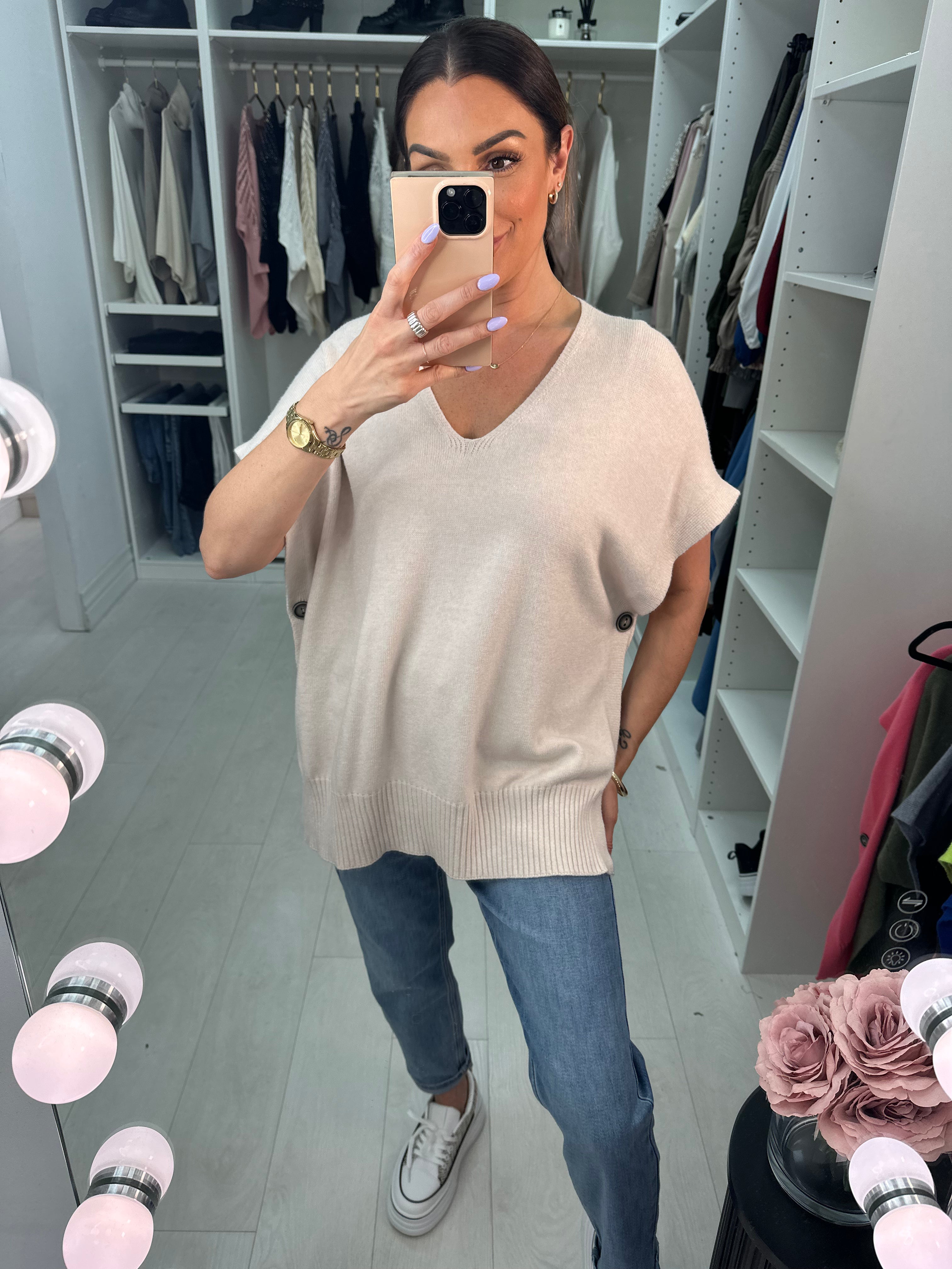 Kimberly Side Button Poncho Jumper