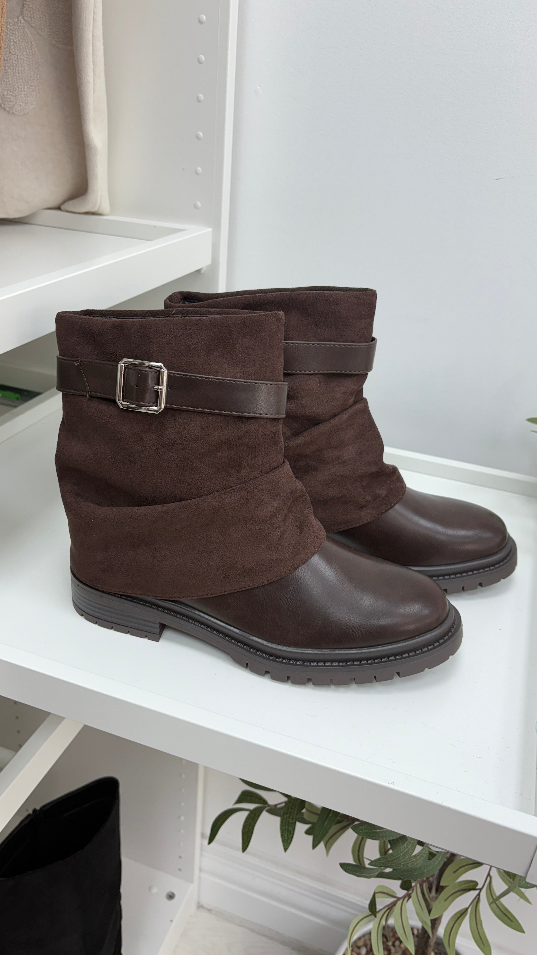 Sammy Faux Suede & Faux Leather Ankle Boots