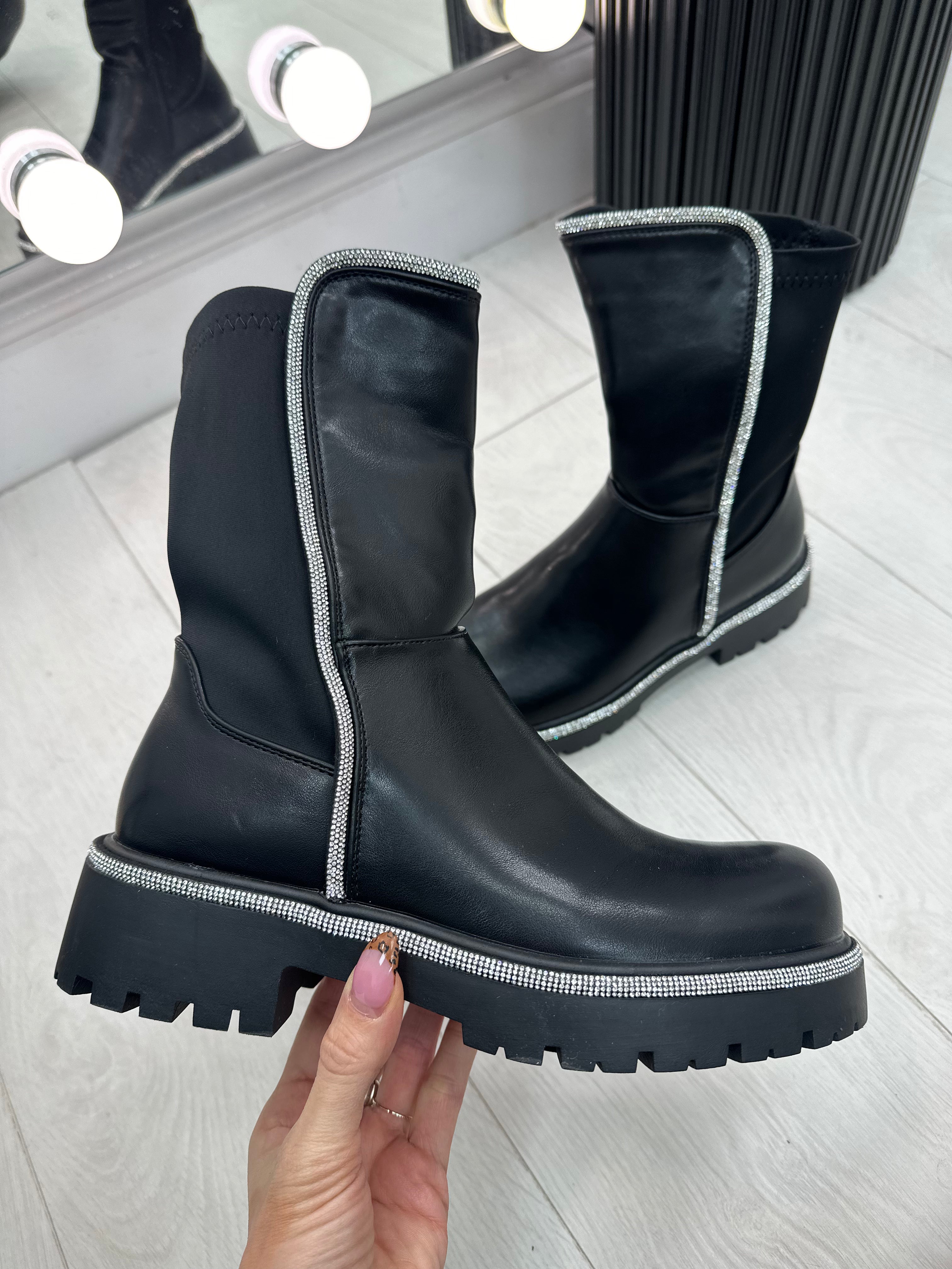 Dena Diamante Trim Detail Ankle Boots